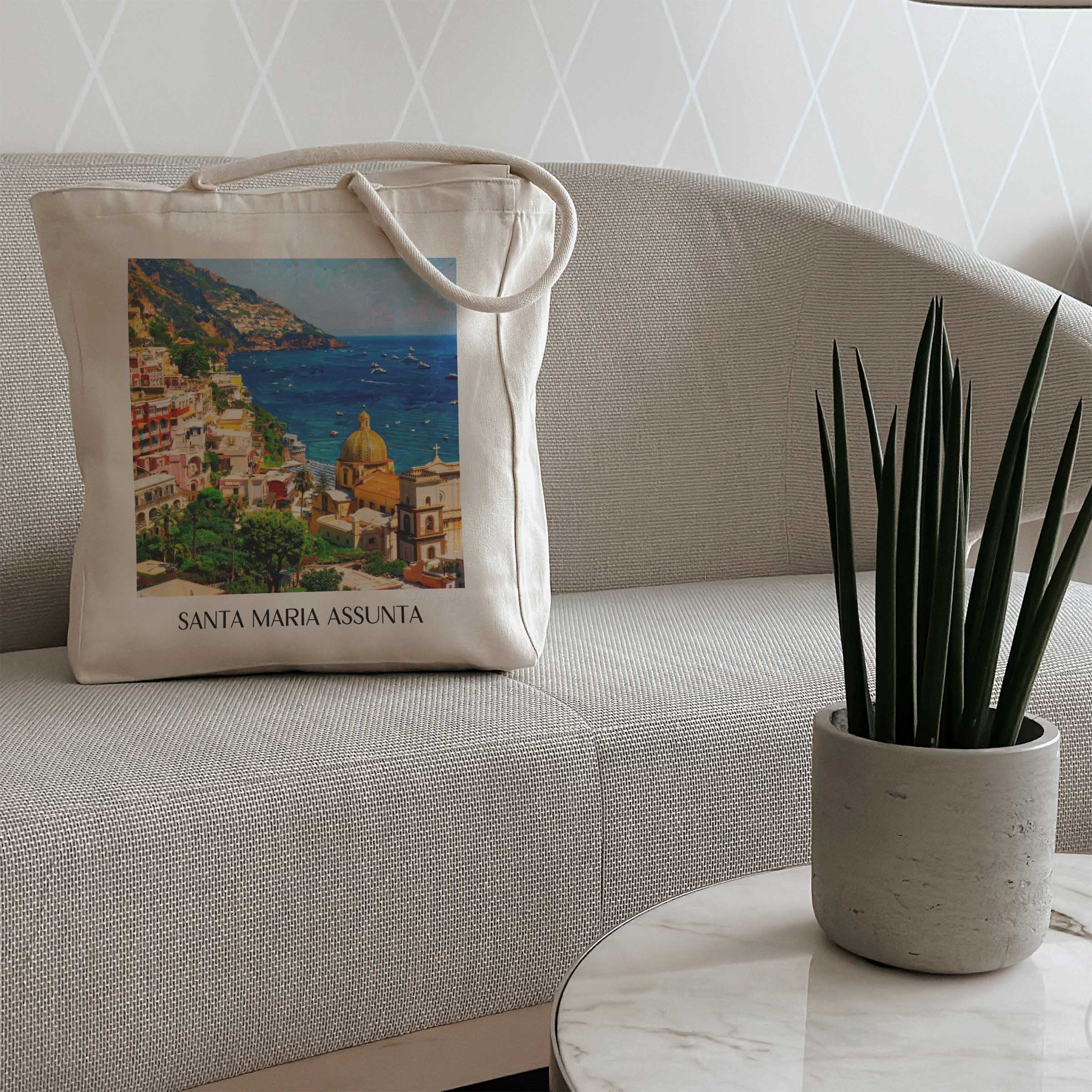 santa-maria-assunta-positano-italien-einkaufstasche-oil-painting-oelgemaelde