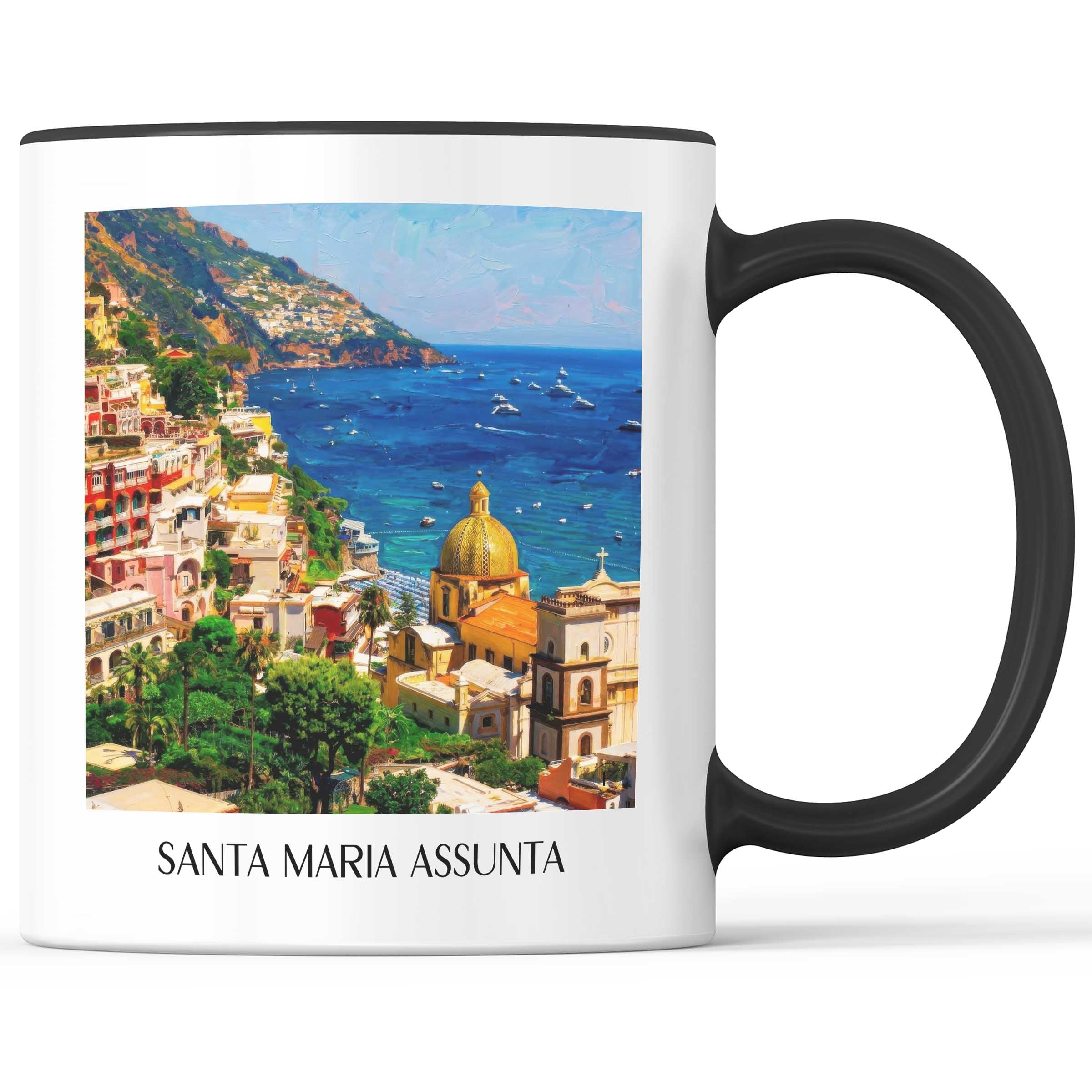 Santa Maria Assunta Kaffeebecher - Positano - Italien Becher - Kaffeetasse im Ölgemälde Stil