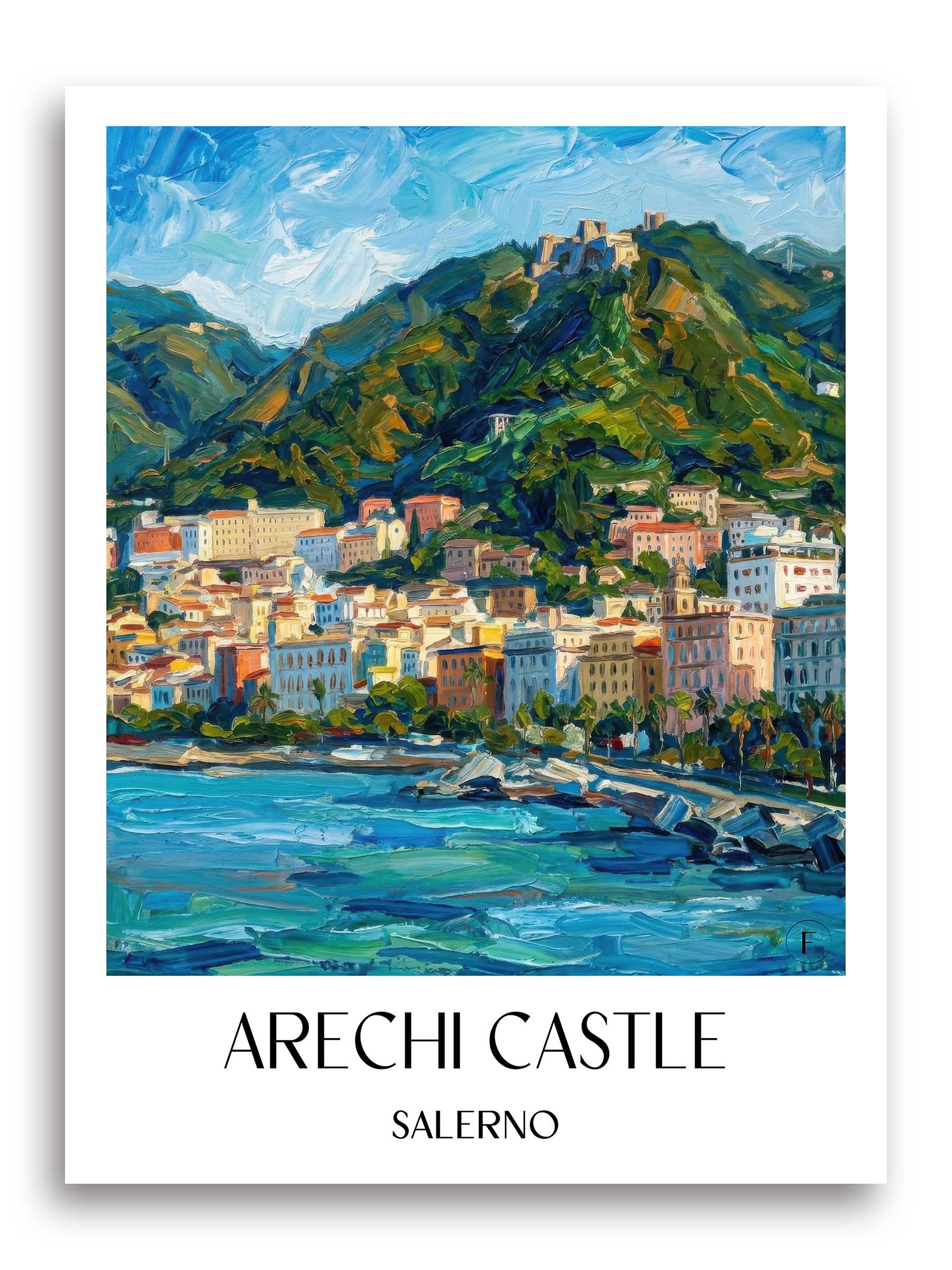 Castello di Arechi Poster - Salerno - Italien Kunstdruck - Ölgemälde von A4 bis A1