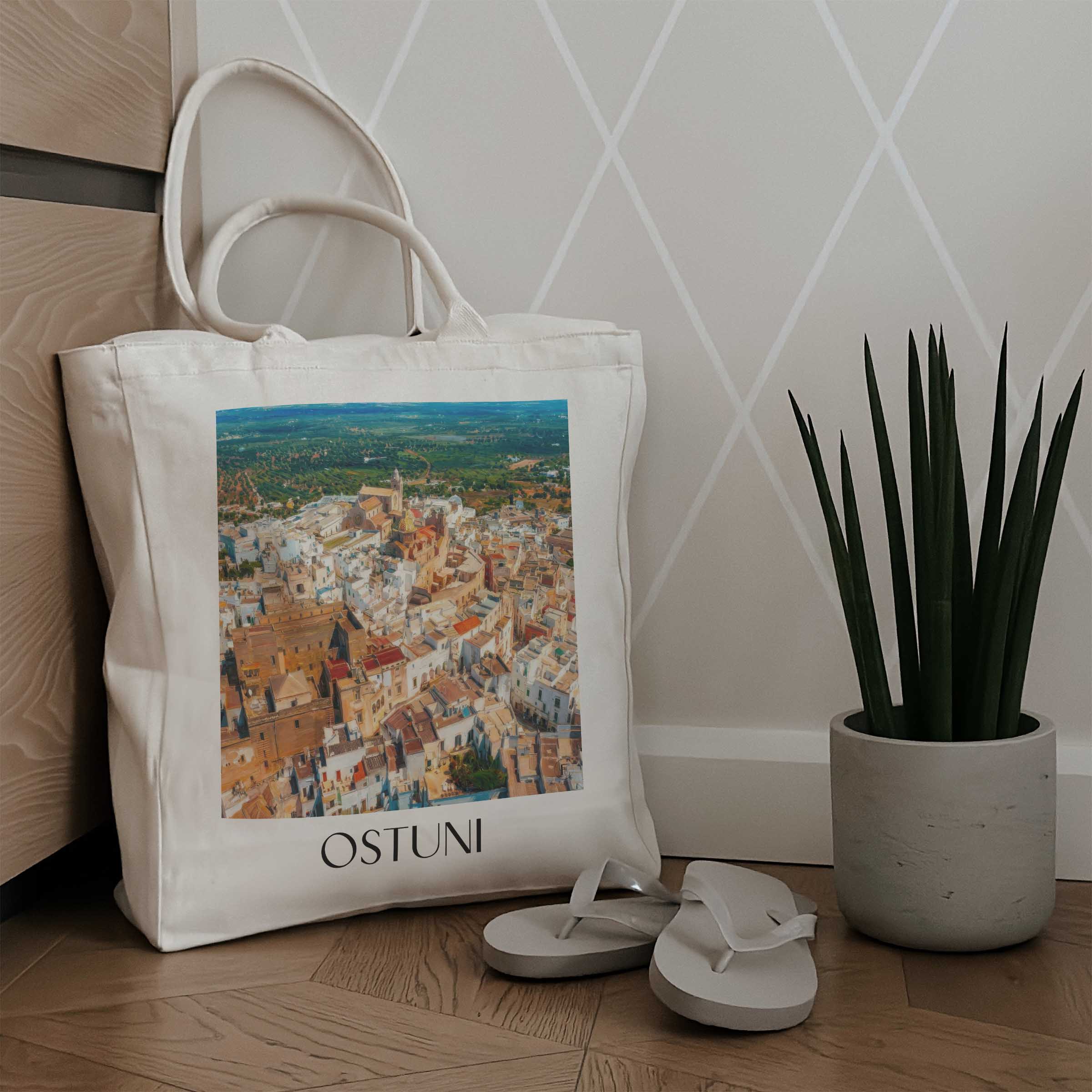ostuni-apulien-italien-einkaufstasche-oil-painting-oelgemaelde