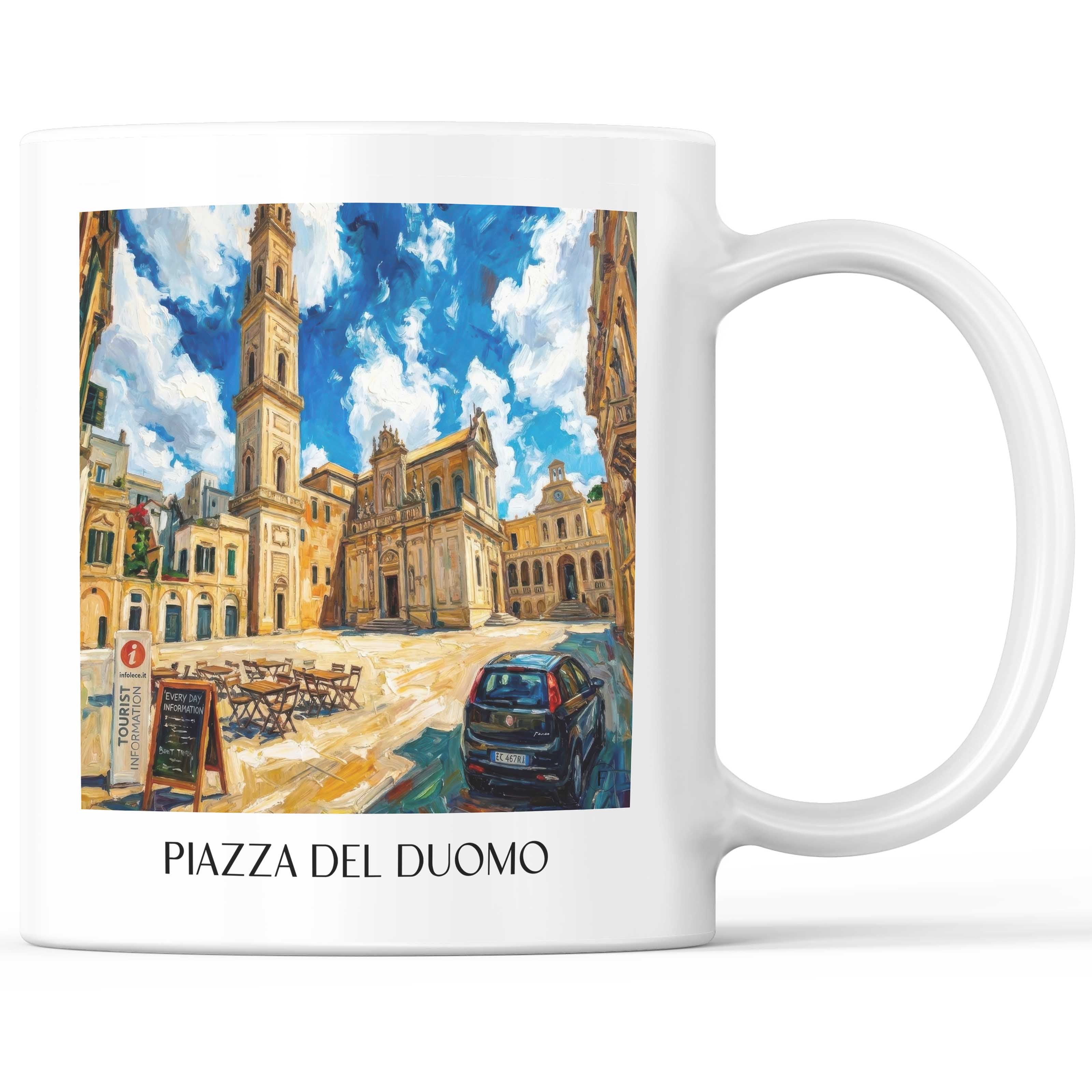 Piazza del Duomo Kaffeebecher - Lecce - Italien Becher - Kaffeetasse im Ölgemälde Stil
