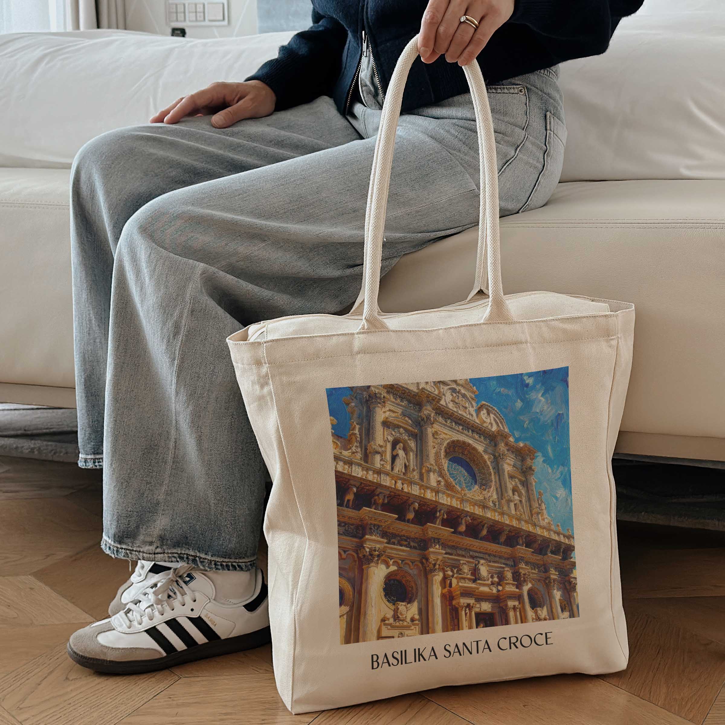 basilika-santa-croce-lecce-italien-einkaufstasche-oil-painting-oelgemaelde