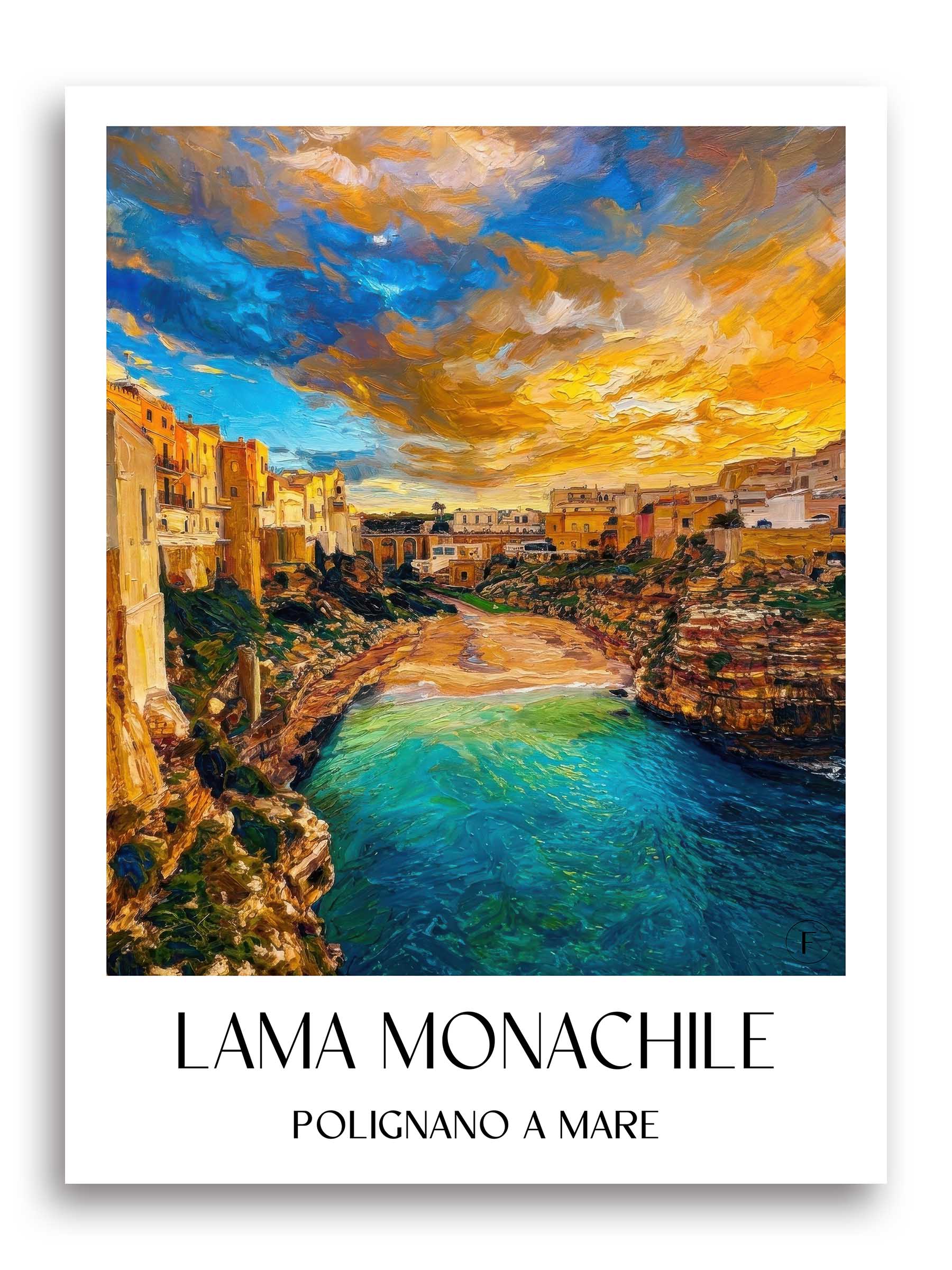 Lama Monachile Poster - Polignano a Mare - Italien Kunstdruck - Ölgemälde von A4 bis A1