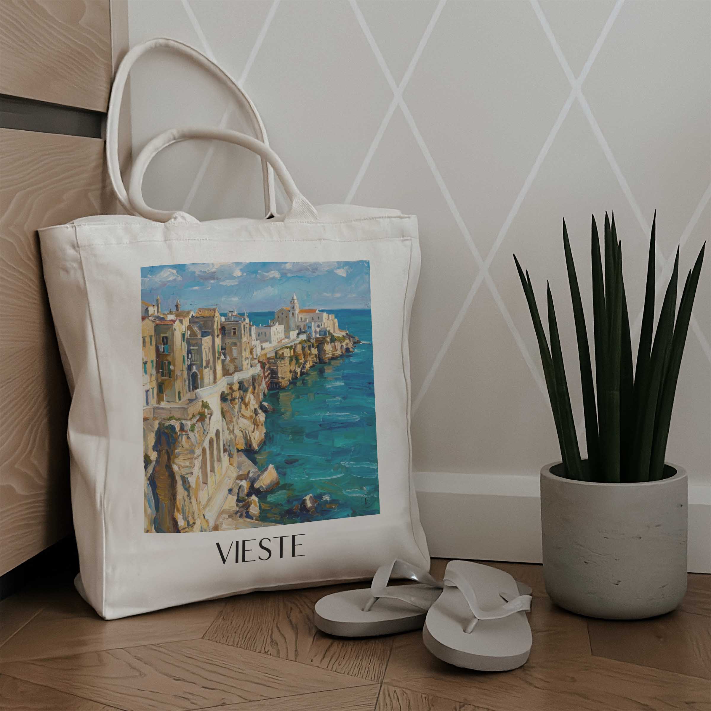 vieste-apulien-italien-einkaufstasche-oil-painting-oelgemaelde