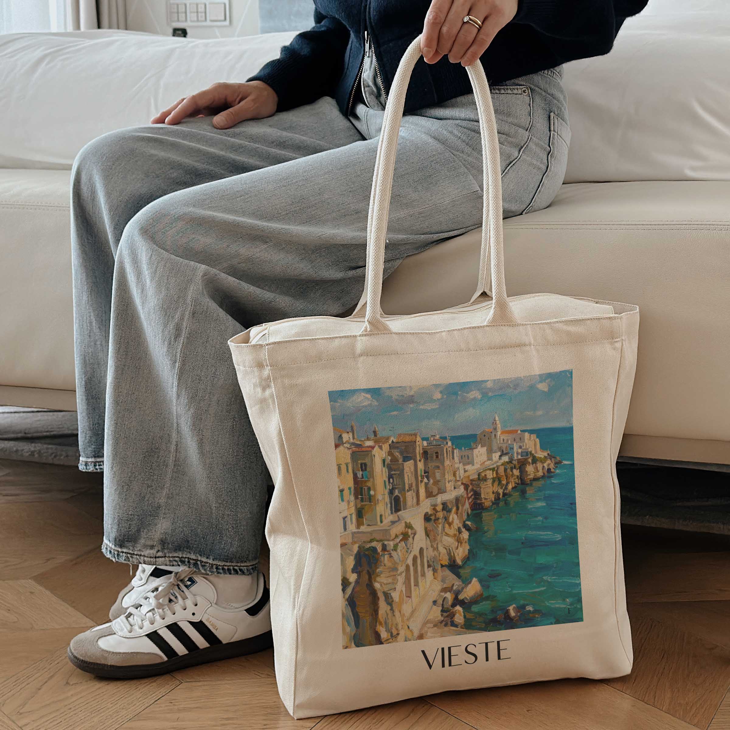 vieste-apulien-italien-einkaufstasche-oil-painting-oelgemaelde