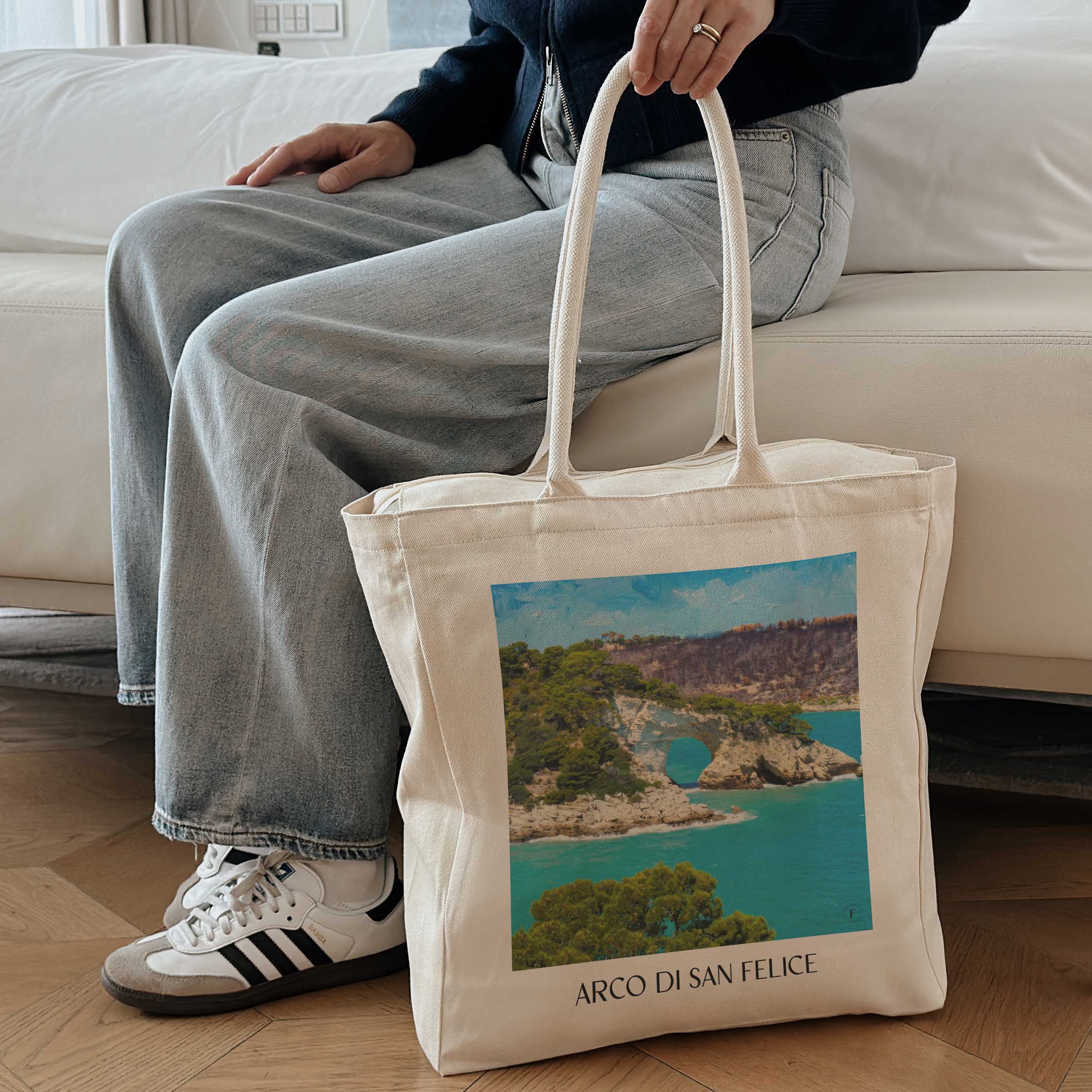 arco-di-san-felice-vieste-italien-einkaufstasche-oil-painting-oelgemaelde