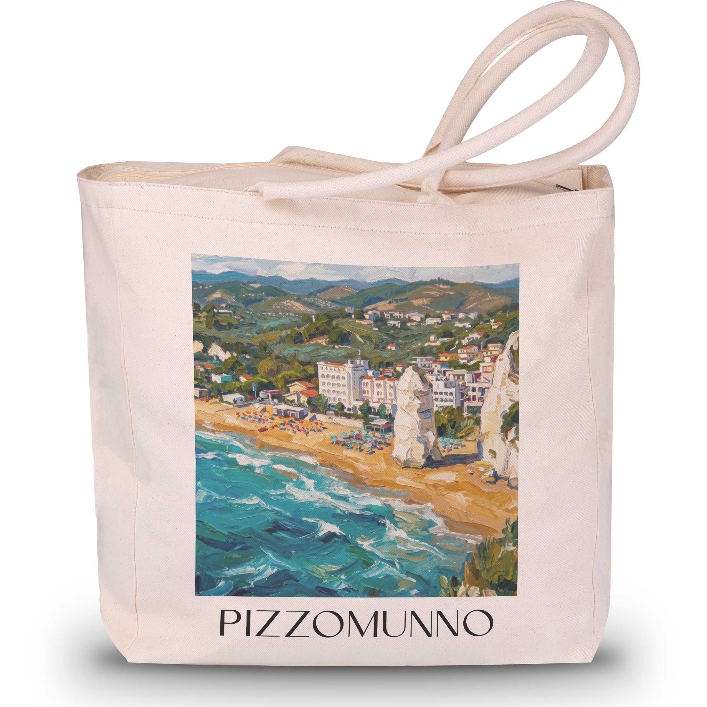 Pizzomunno Shopping Tasche - Vieste - Italien Tote Bag - Einkaufstasche im Ölgemälde Stil