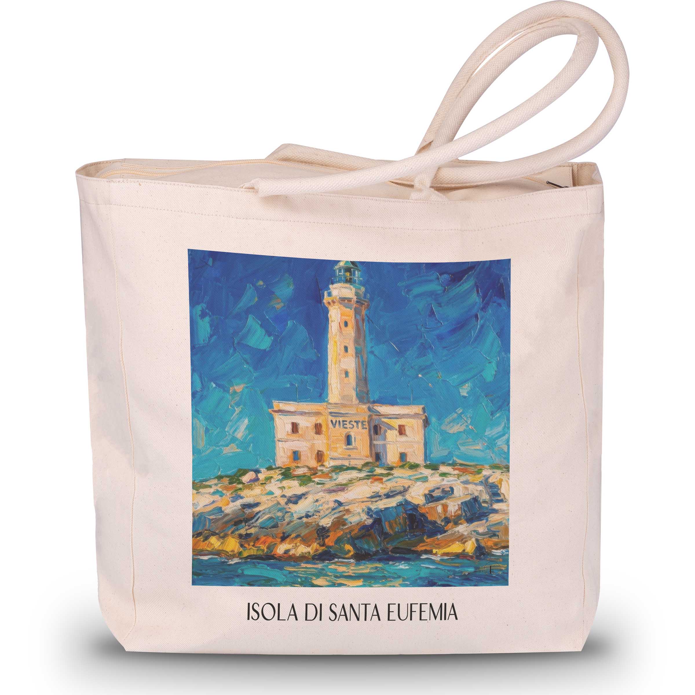 isola-di-santa-eufemia-vieste-italien-einkaufstasche-oil-painting-oelgemaelde