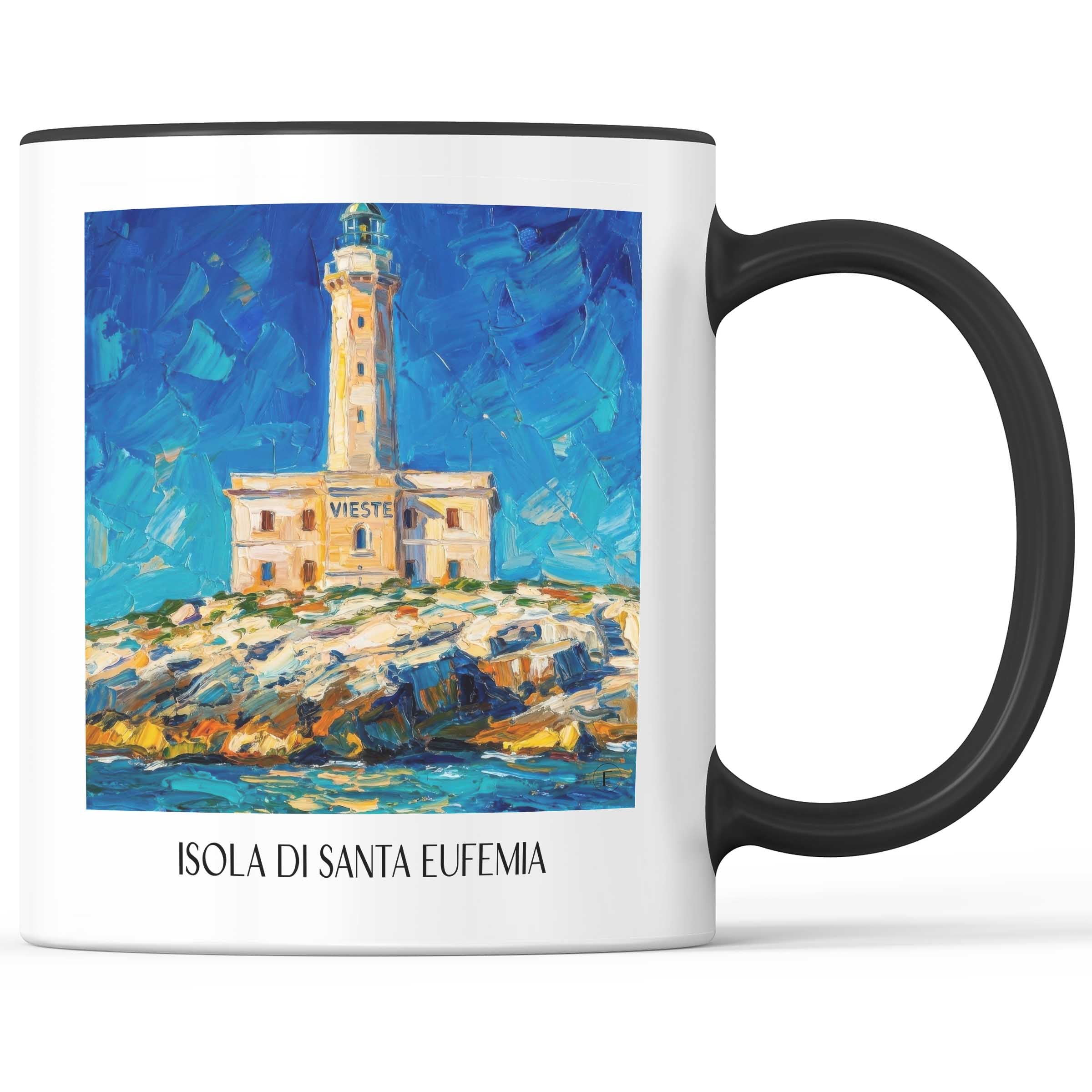 Isola di Santa Eufemia Kaffeebecher - Vieste - Italien Becher - Kaffeetasse im Ölgemälde Stil