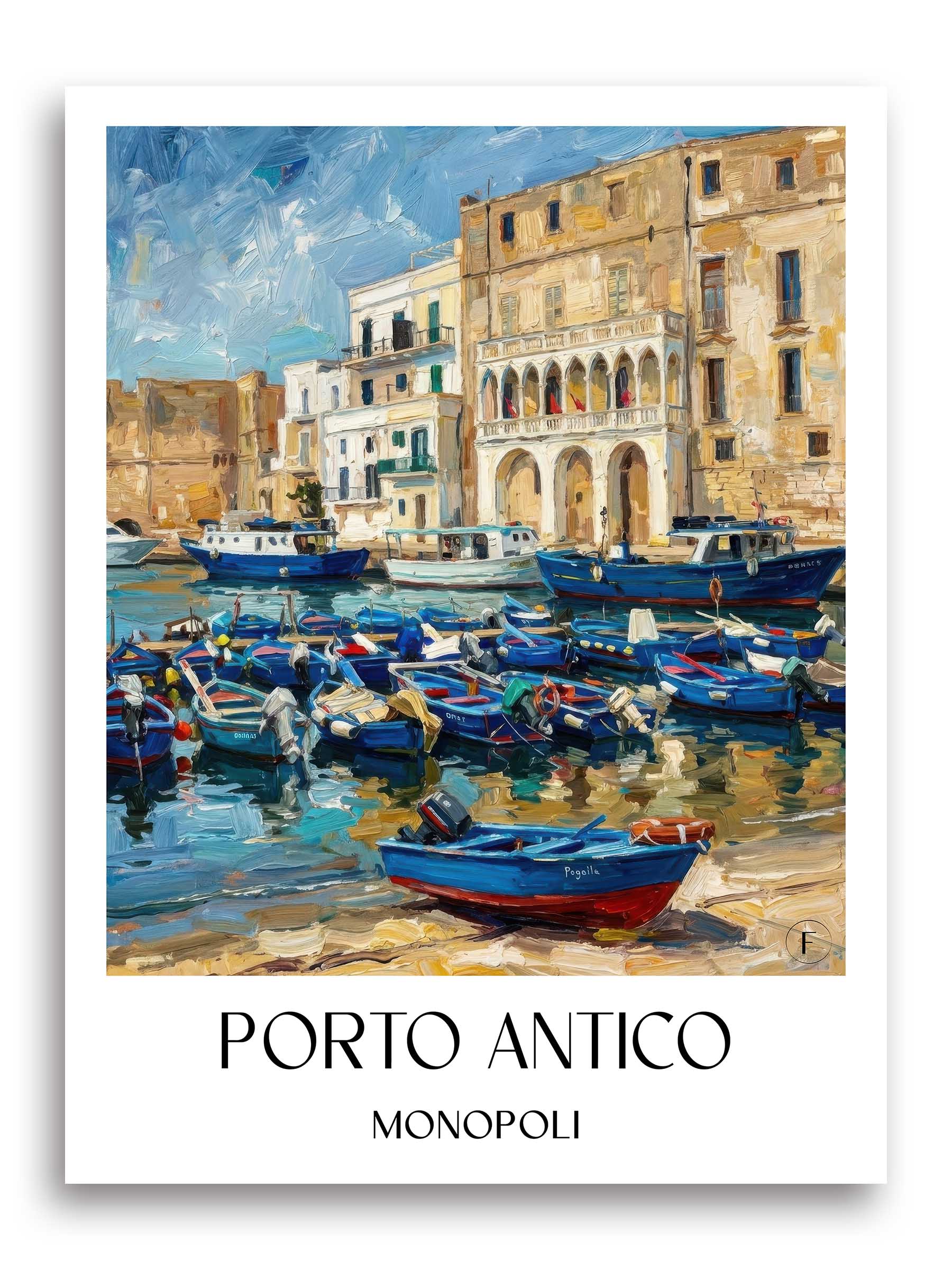 Porto Antico Poster - Monopoli - Italien Kunstdruck - Ölgemälde von A4 bis A1