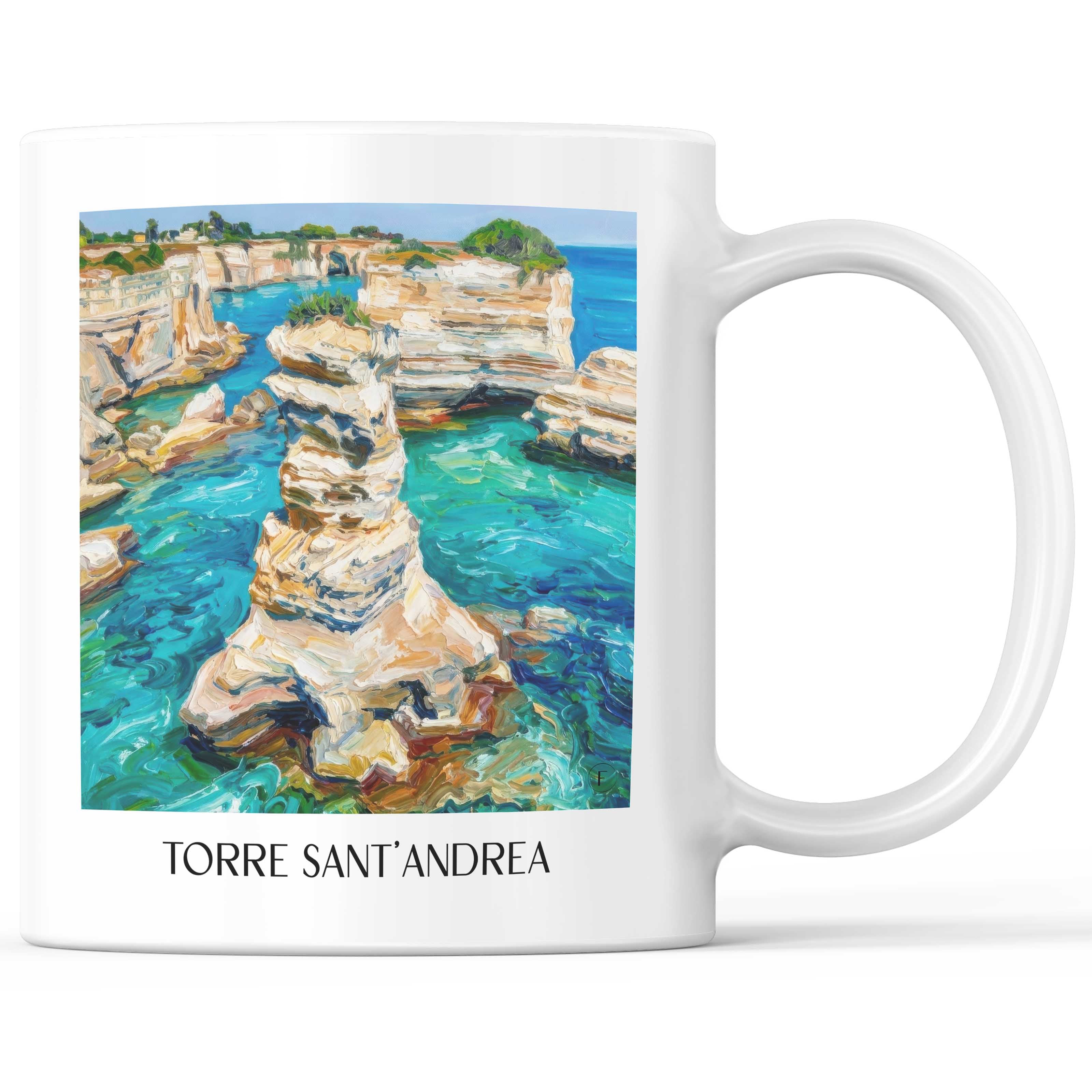 Torre Sant´Andrea Kaffeebecher - Salento - Italien Becher - Kaffeetasse im Ölgemälde Stil