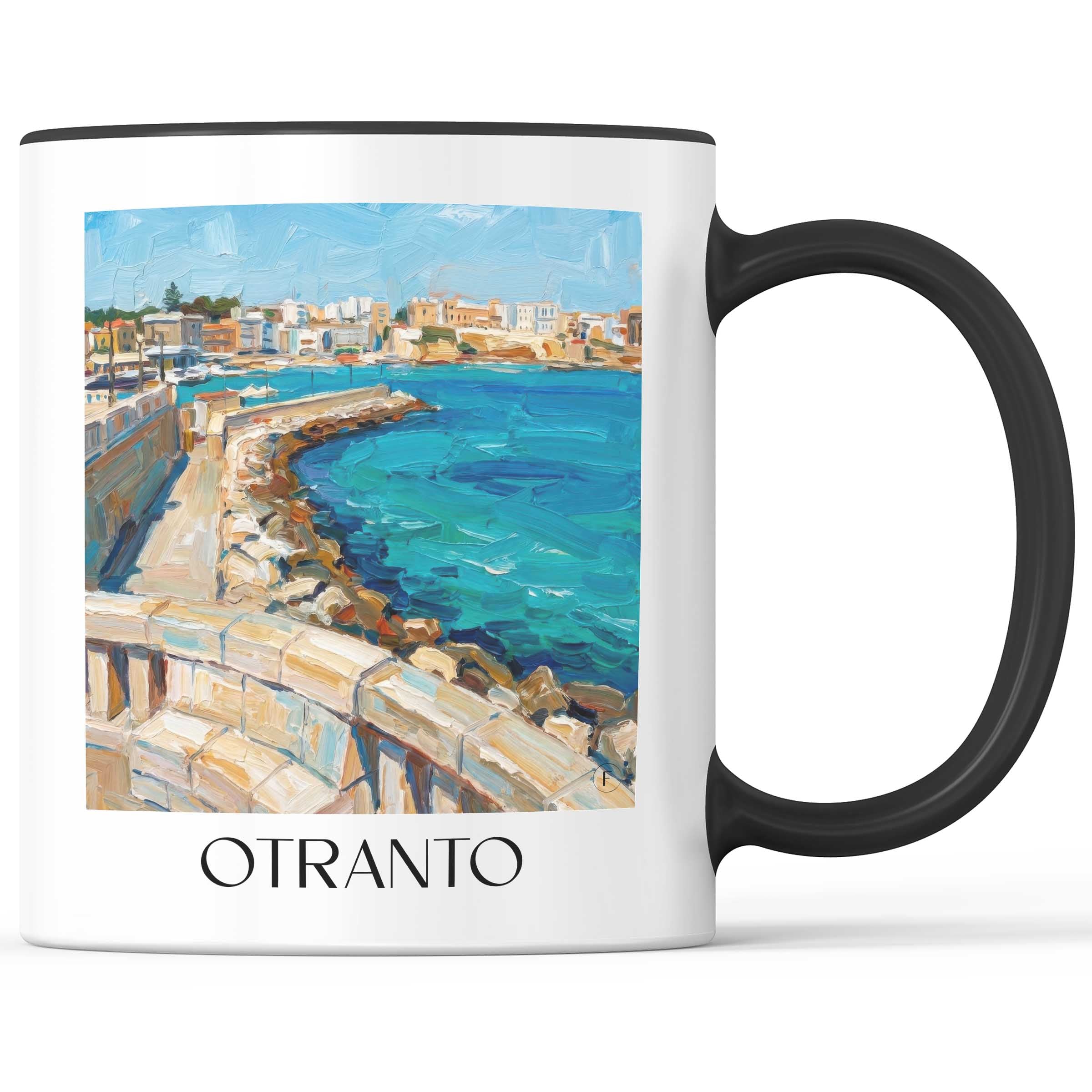 Otranto Kaffeebecher - Salento - Italien Becher - Kaffeetasse im Ölgemälde Stil