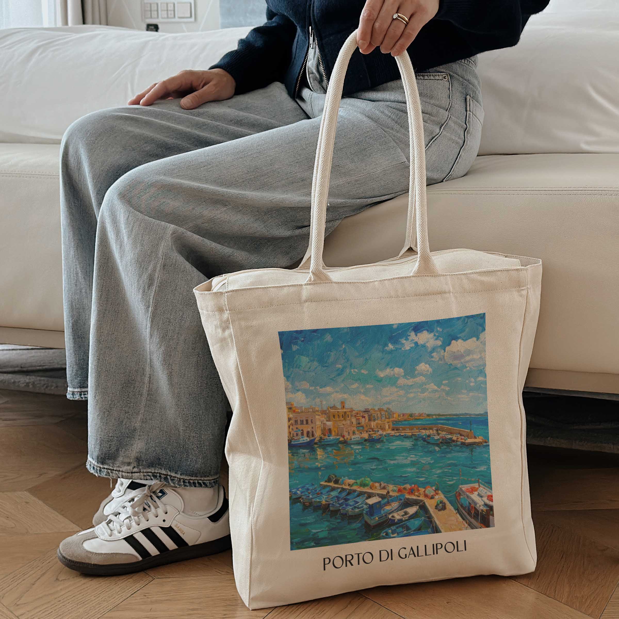 porto-di-gallipoli-apulien-italien-einkaufstasche-oil-painting-oelgemaelde