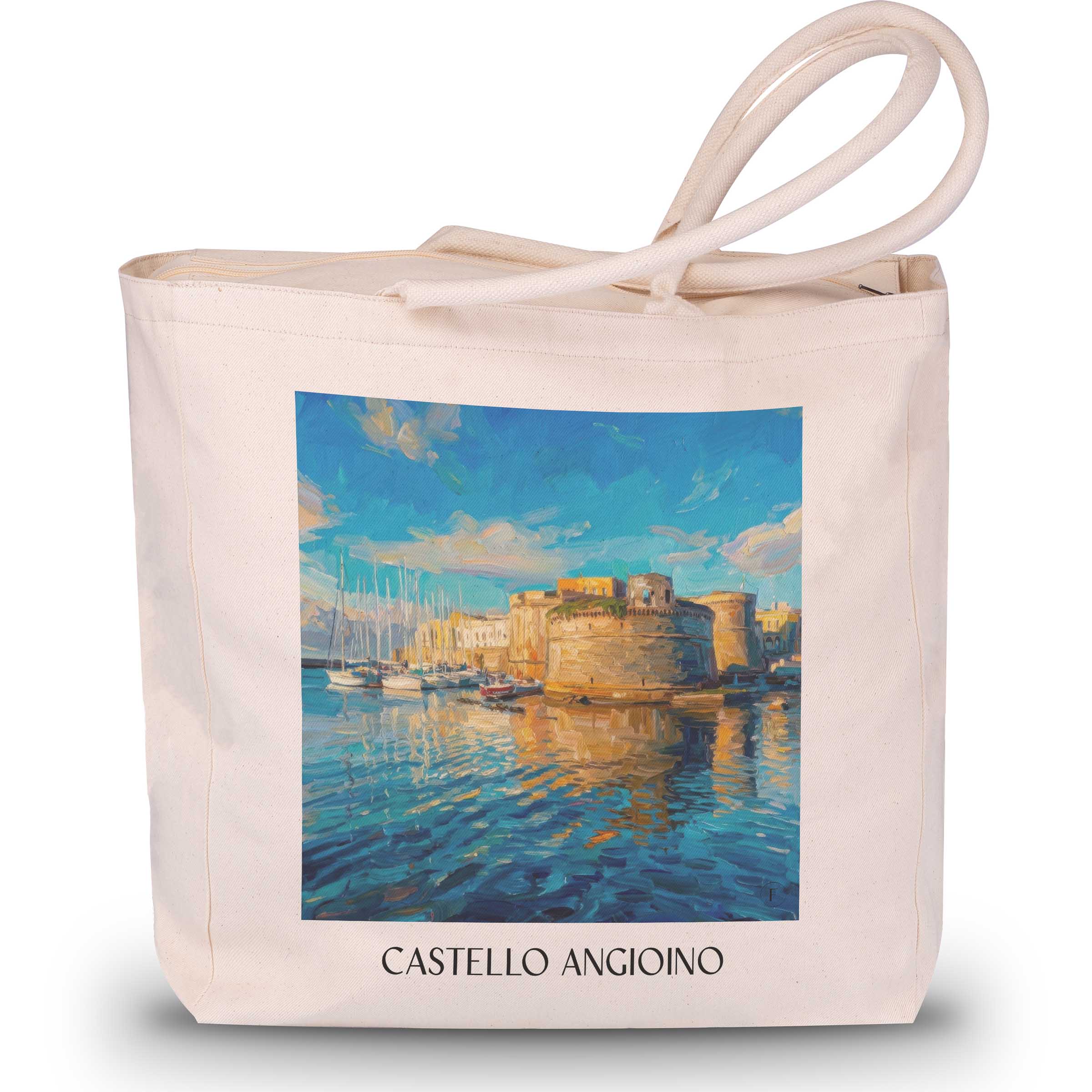 Castello Angioino Shopping Tasche - Gallipoli - Italien Tote Bag - Einkaufstasche im Ölgemälde Stil