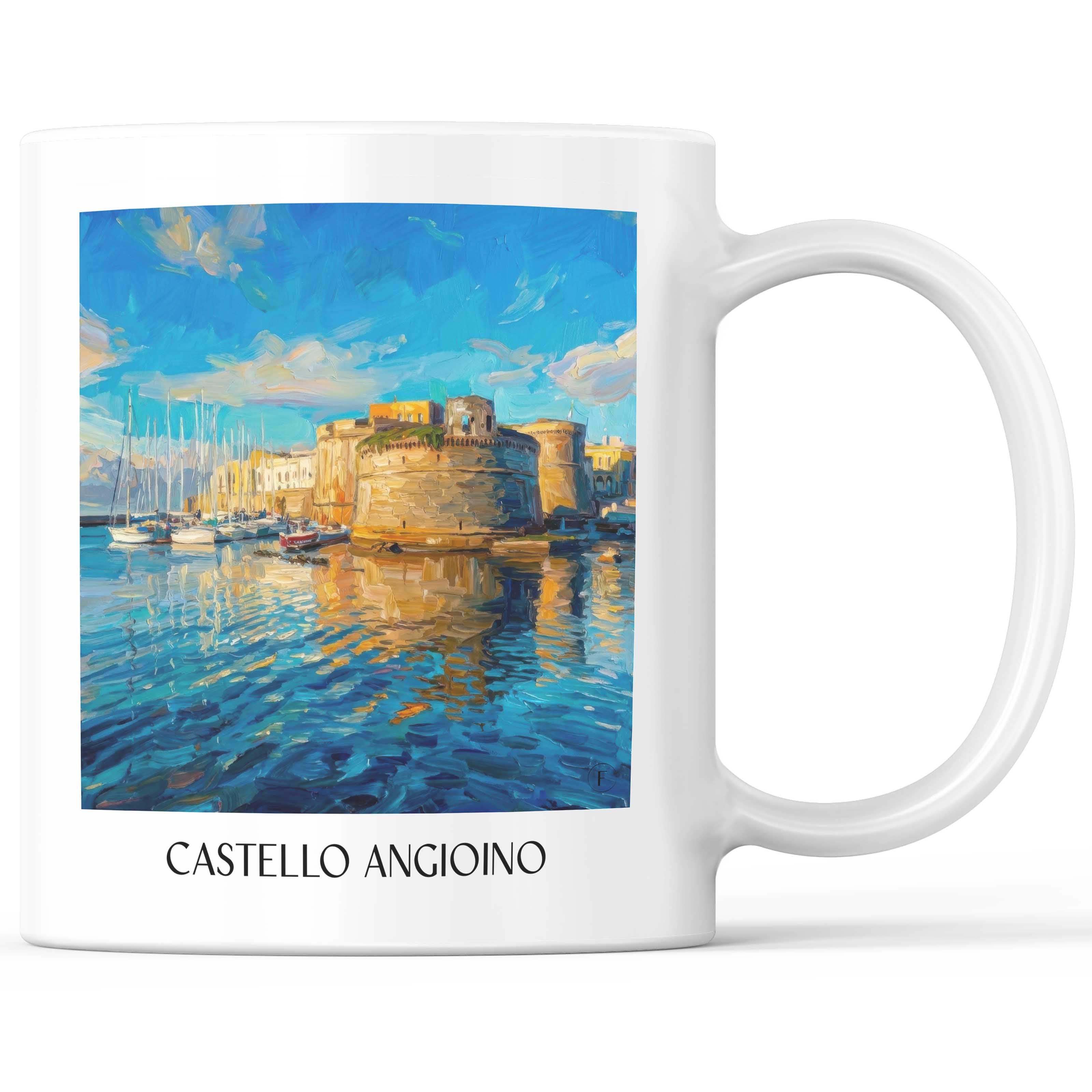 Castello Angioino Kaffeebecher - Gallipoli - Italien Becher - Kaffeetasse im Ölgemälde Stil
