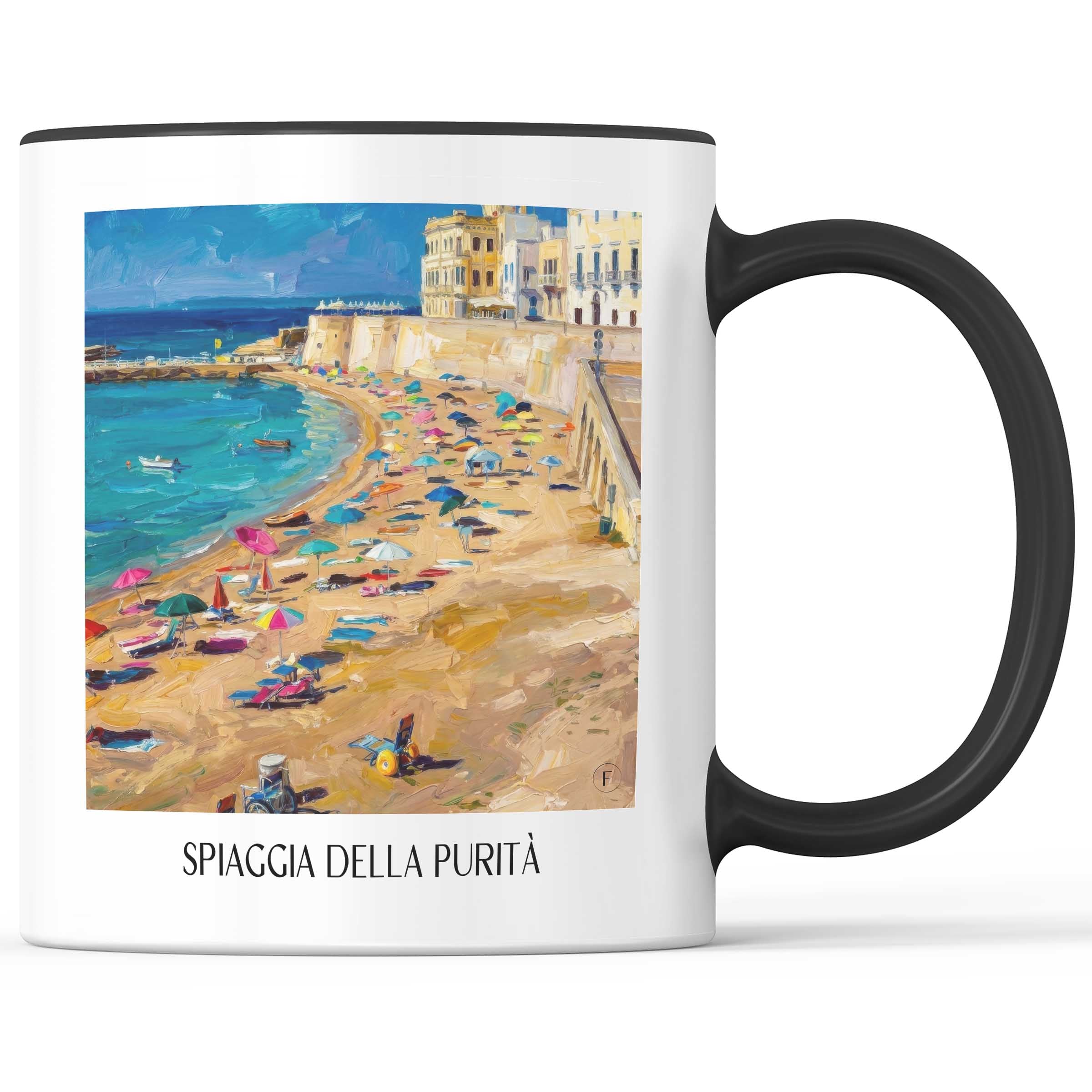 Spiaggia della Purità Kaffeebecher - Gallipoli - Italien Becher - Kaffeetasse im Ölgemälde Stil