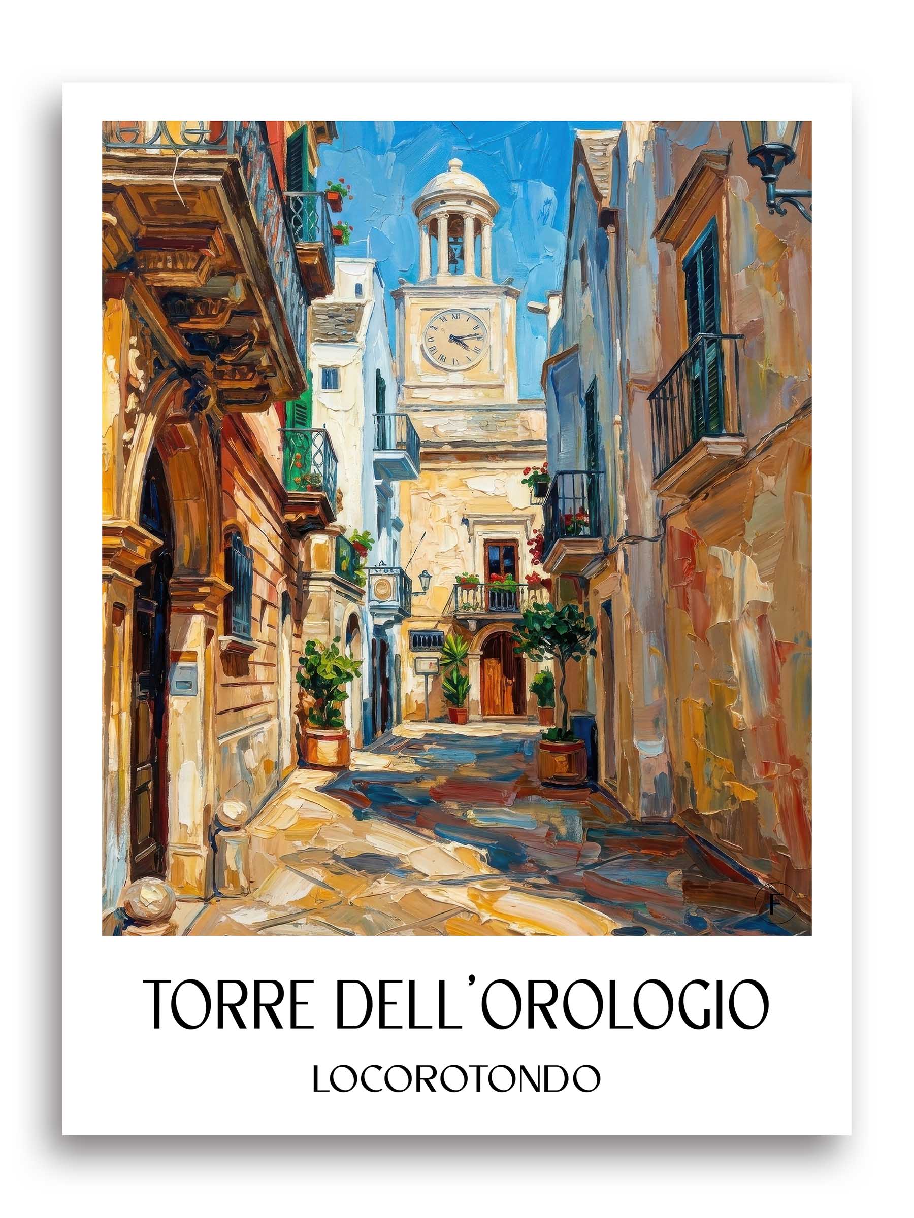 Torre dell´Orologio Poster - Locorotondo - Italien Kunstdruck - Ölgemälde von A4 bis A1