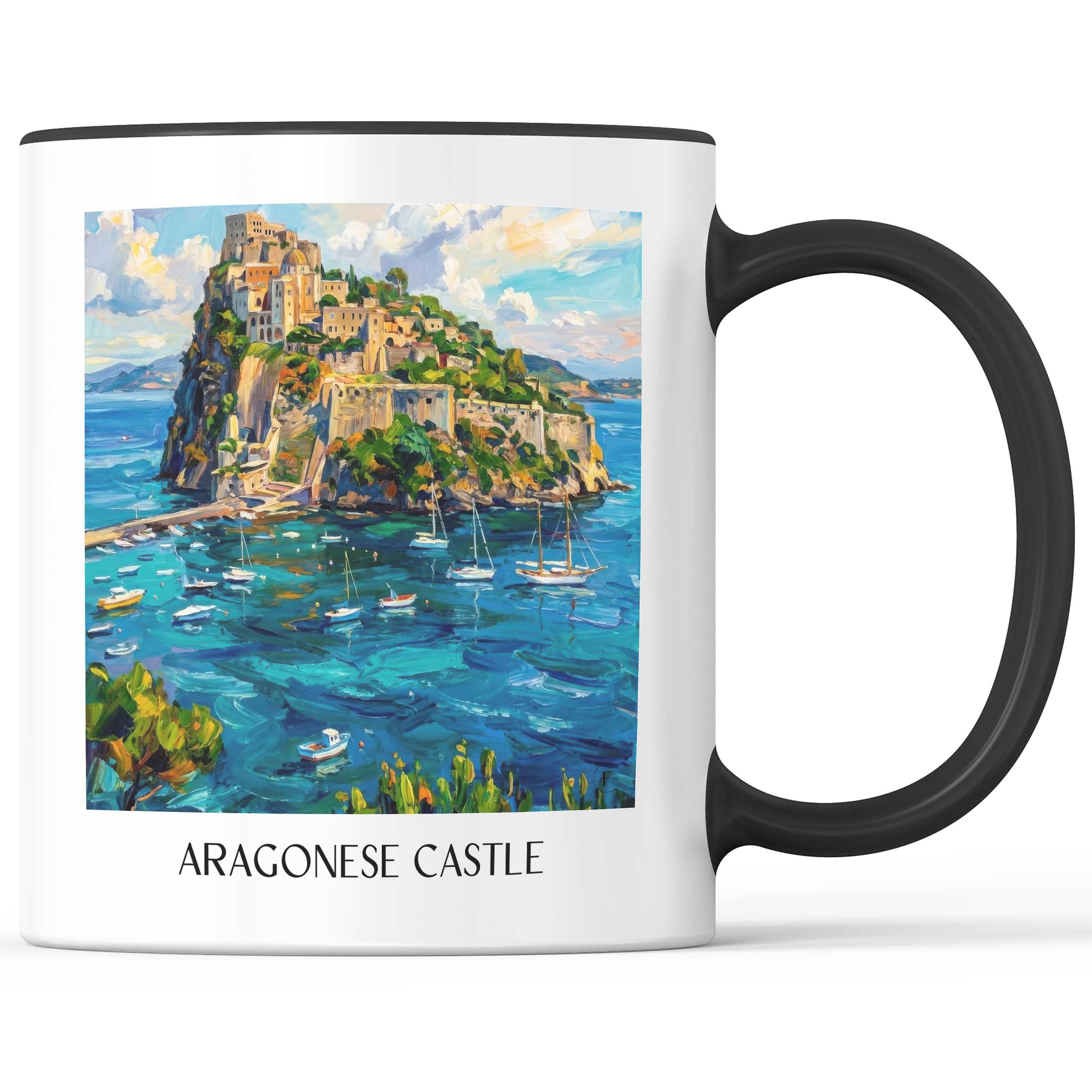 Castello Aragonese Kaffeebecher - Ischia - Italien Becher - Kaffeetasse im Ölgemälde Stil