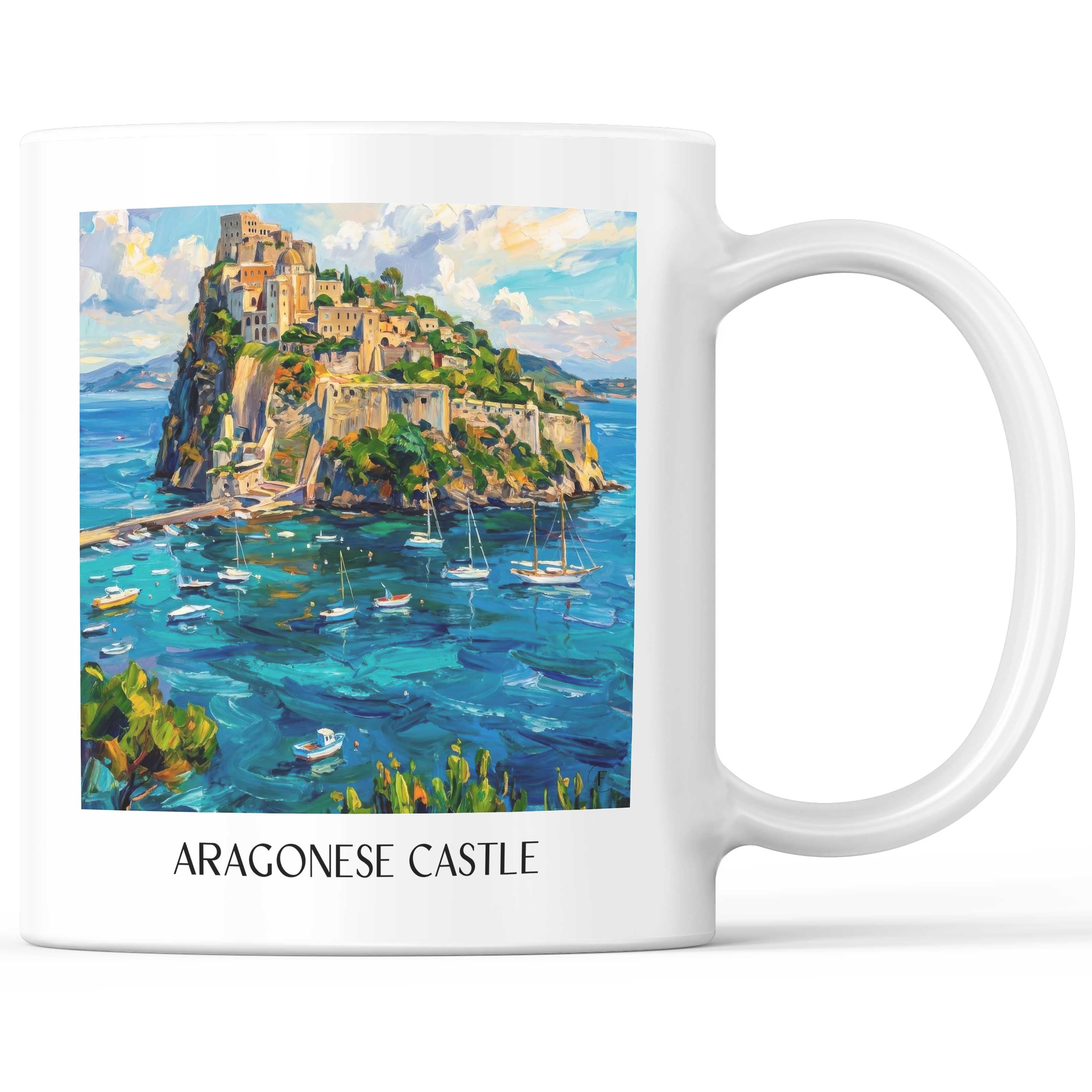 Castello Aragonese Kaffeebecher - Ischia - Italien Becher - Kaffeetasse im Ölgemälde Stil