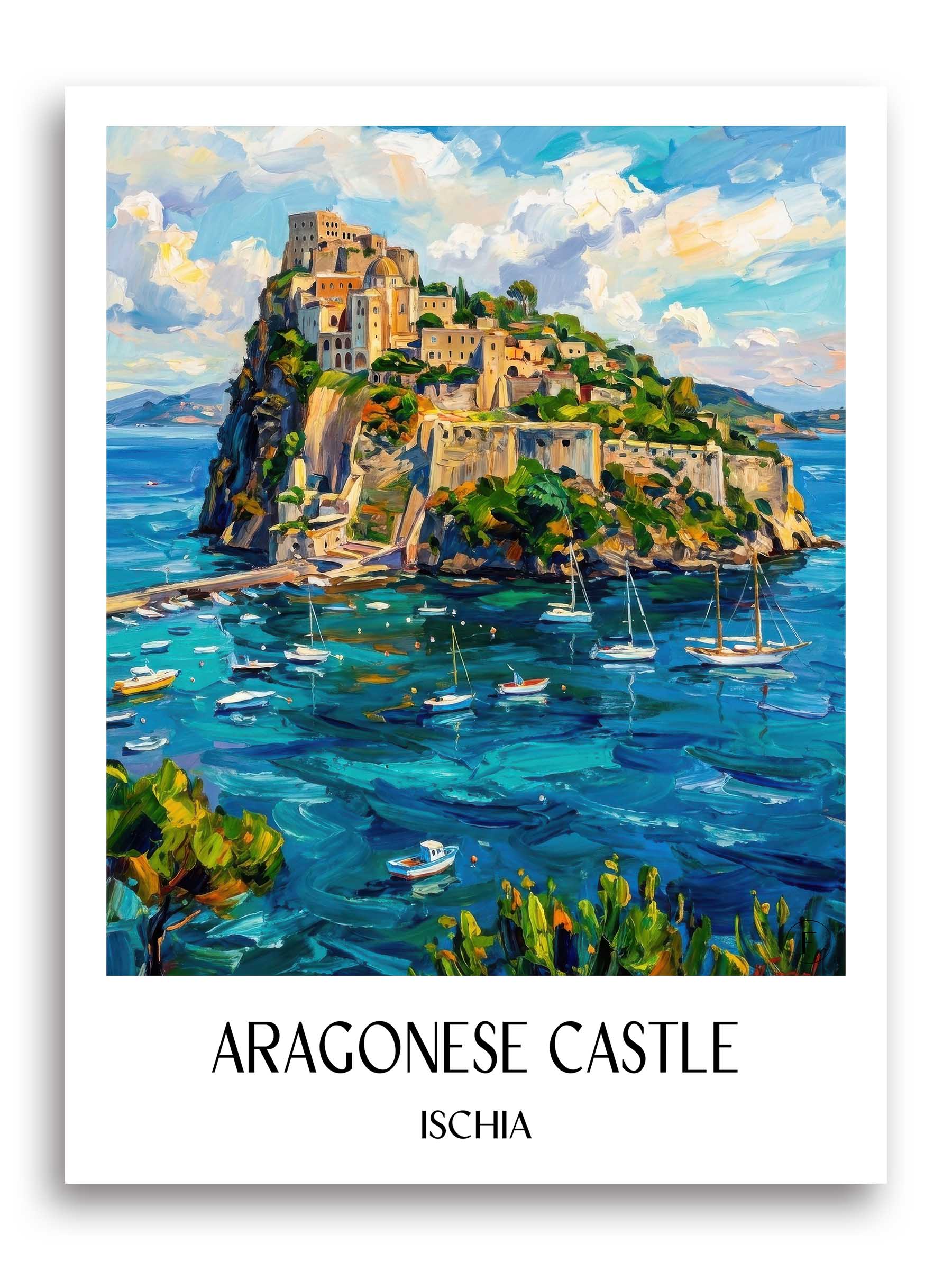 Castello Aragonese Poster - Ischia - Italien Kunstdruck - Ölgemälde von A4 bis A1