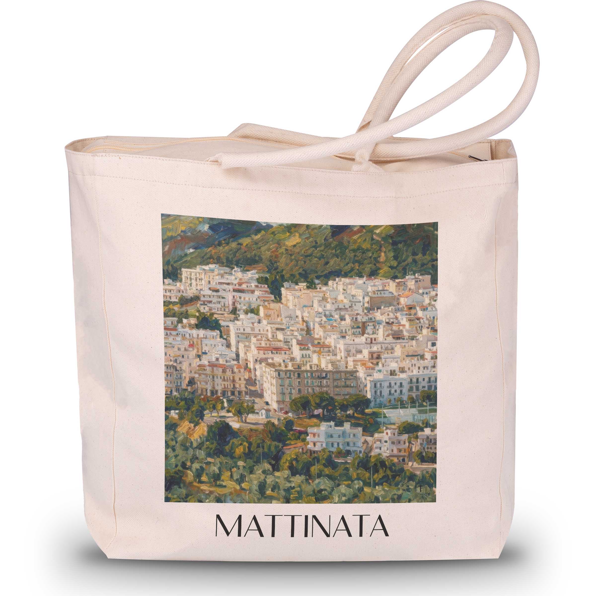 Mattinata Shopping Tasche - Apulien - Italien Tote Bag - Einkaufstasche im Ölgemälde Stil