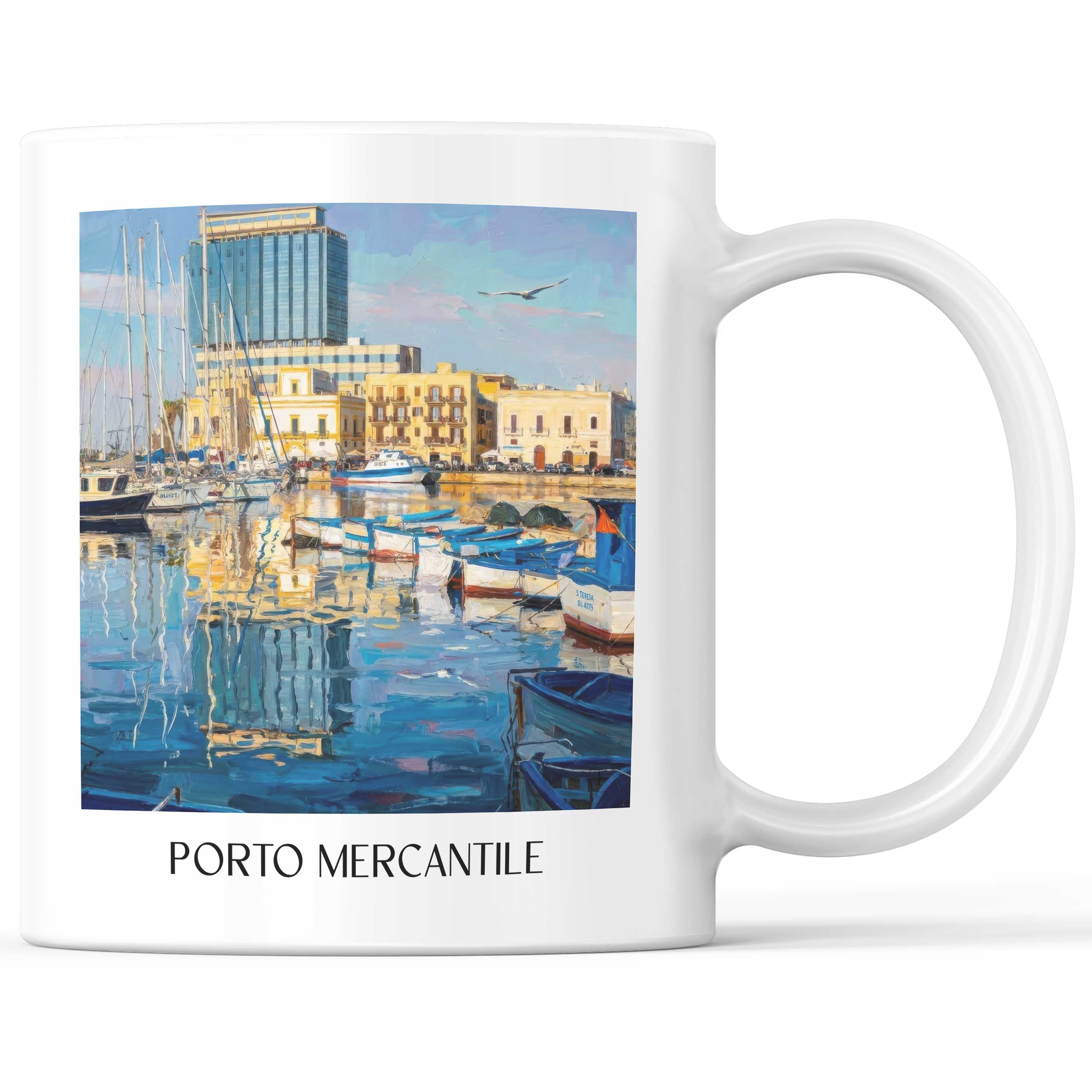 Porto Mercantile Kaffeebecher - Gallipoli - Italien Becher - Kaffeetasse im Ölgemälde Stil