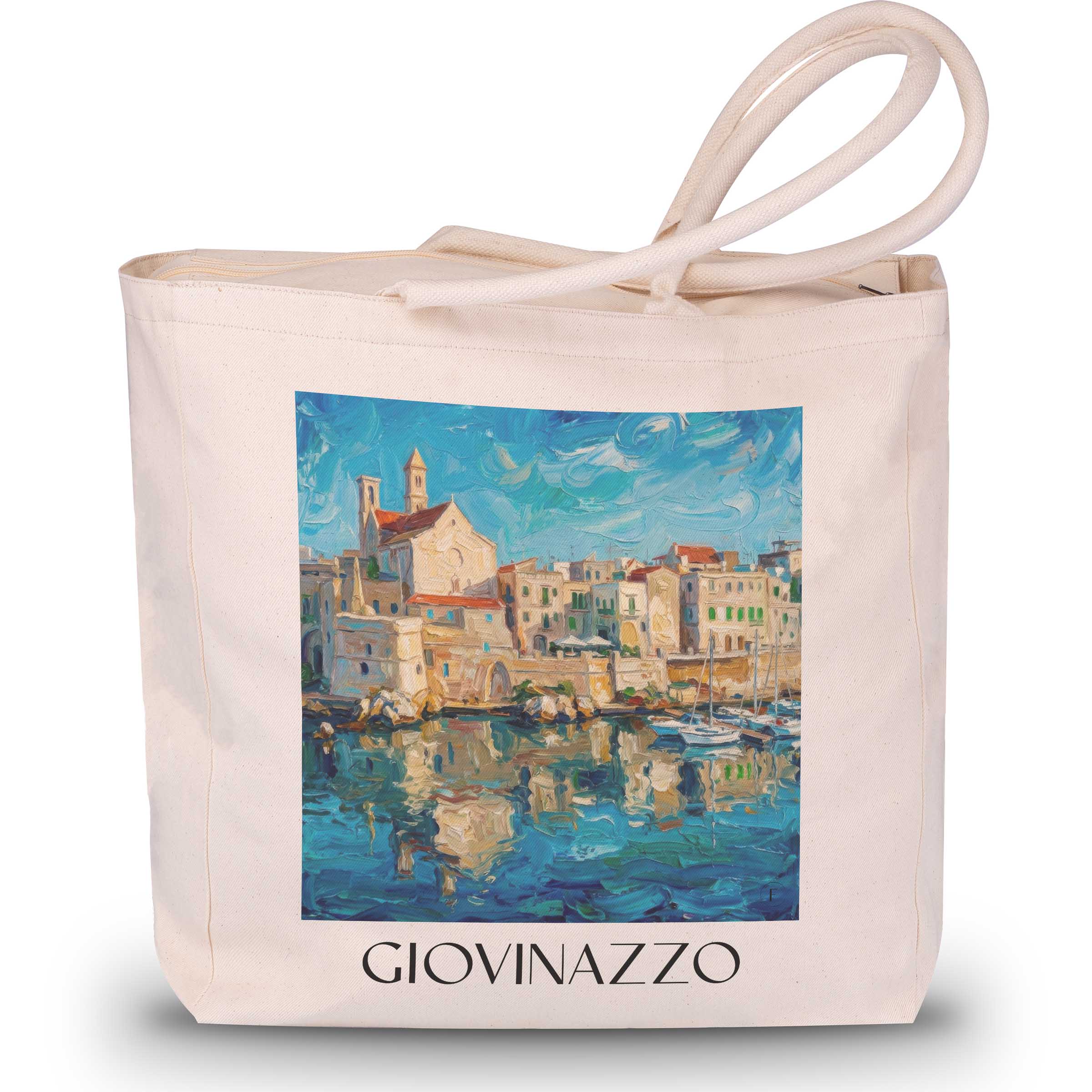 Giovinazzo Shopping Tasche - Bari - Italien Tote Bag - Einkaufstasche im Ölgemälde Stil