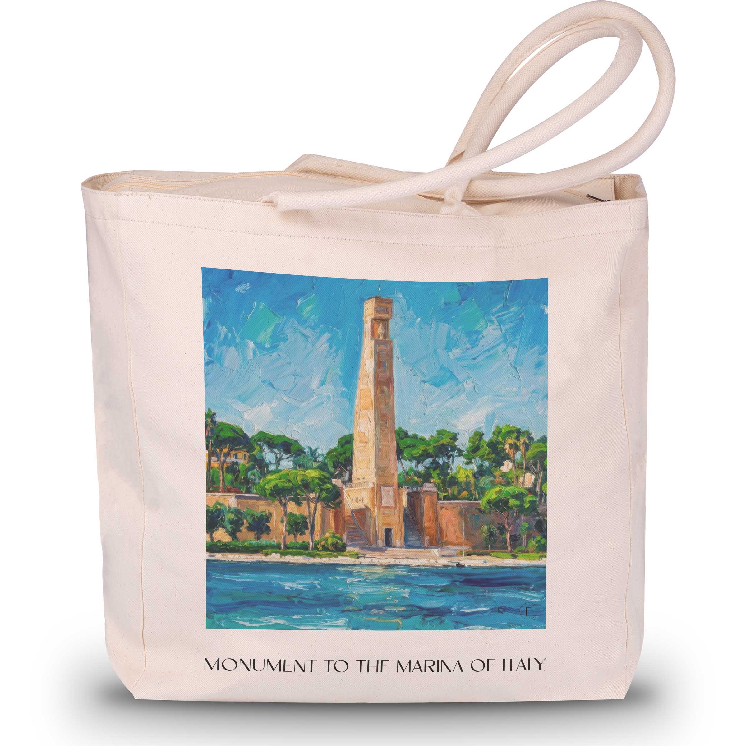 Monumento al Marinaio d´Italia Shopping Tasche - Brindisi - Italien Tote Bag - Einkaufstasche im Ölgemälde Stil