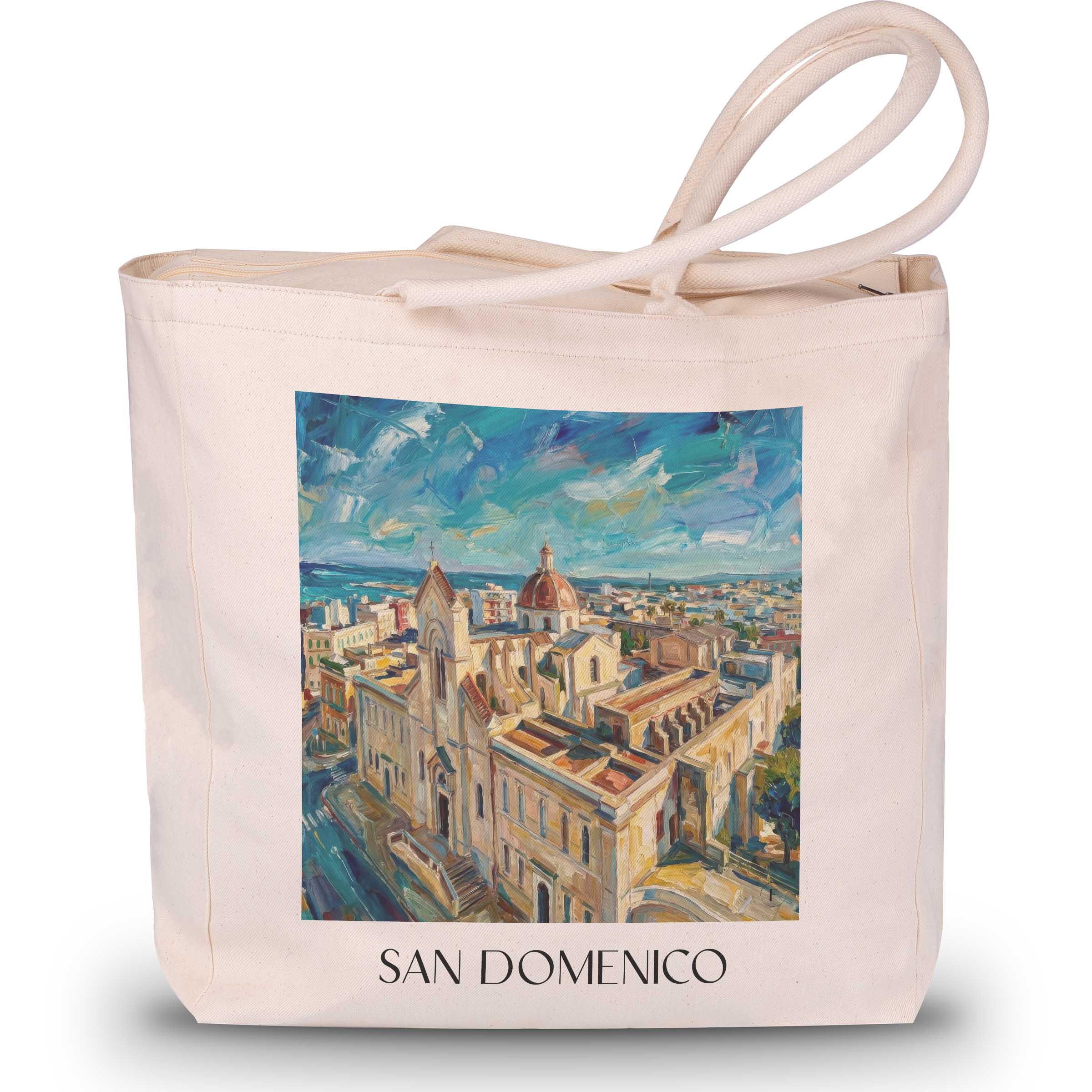 San Domenico Shopping Tasche - Giovinazzo - Italien Tote Bag - Einkaufstasche im Ölgemälde Stil