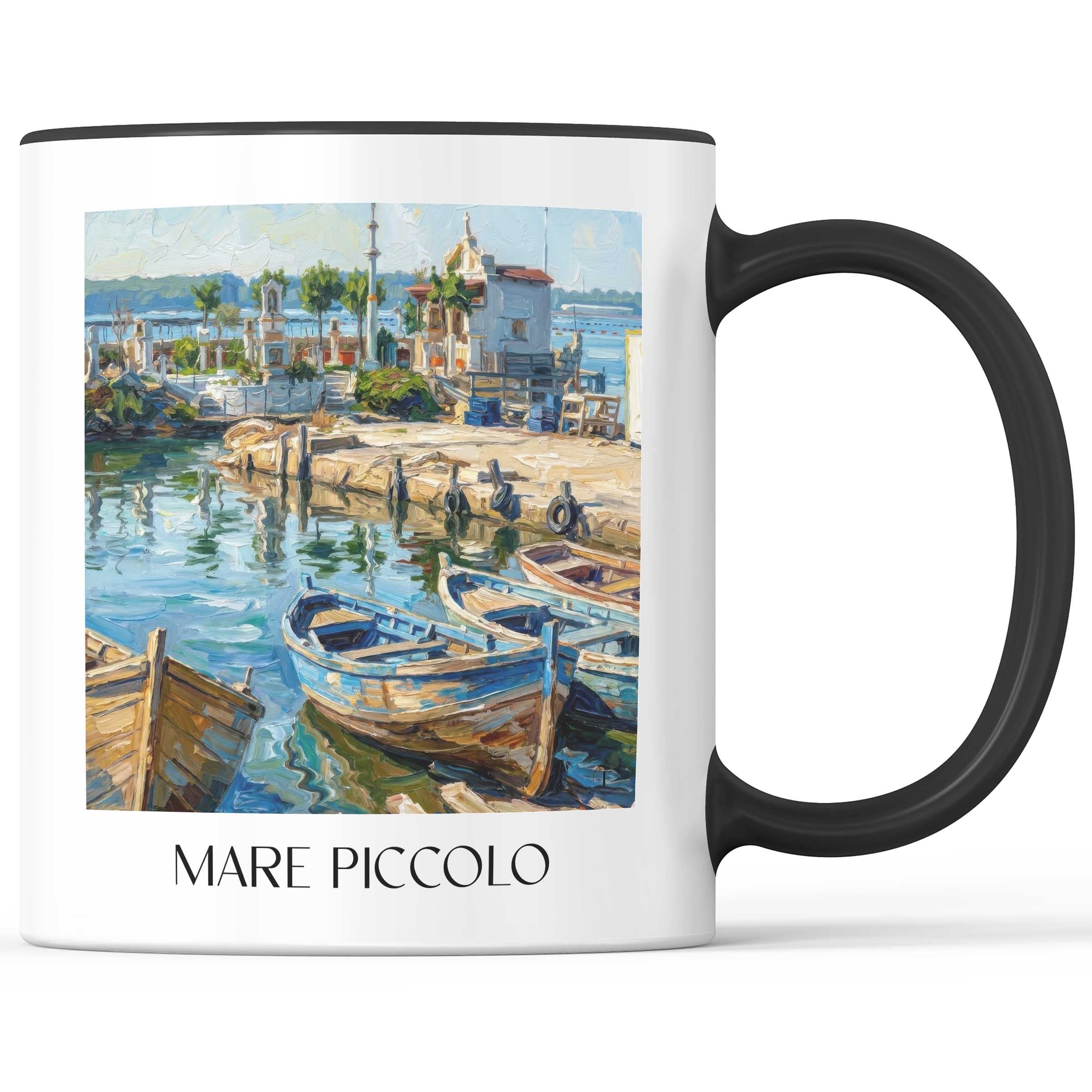 Mare Piccolo Kaffeebecher - Taranto - Italien Becher - Kaffeetasse im Ölgemälde Stil