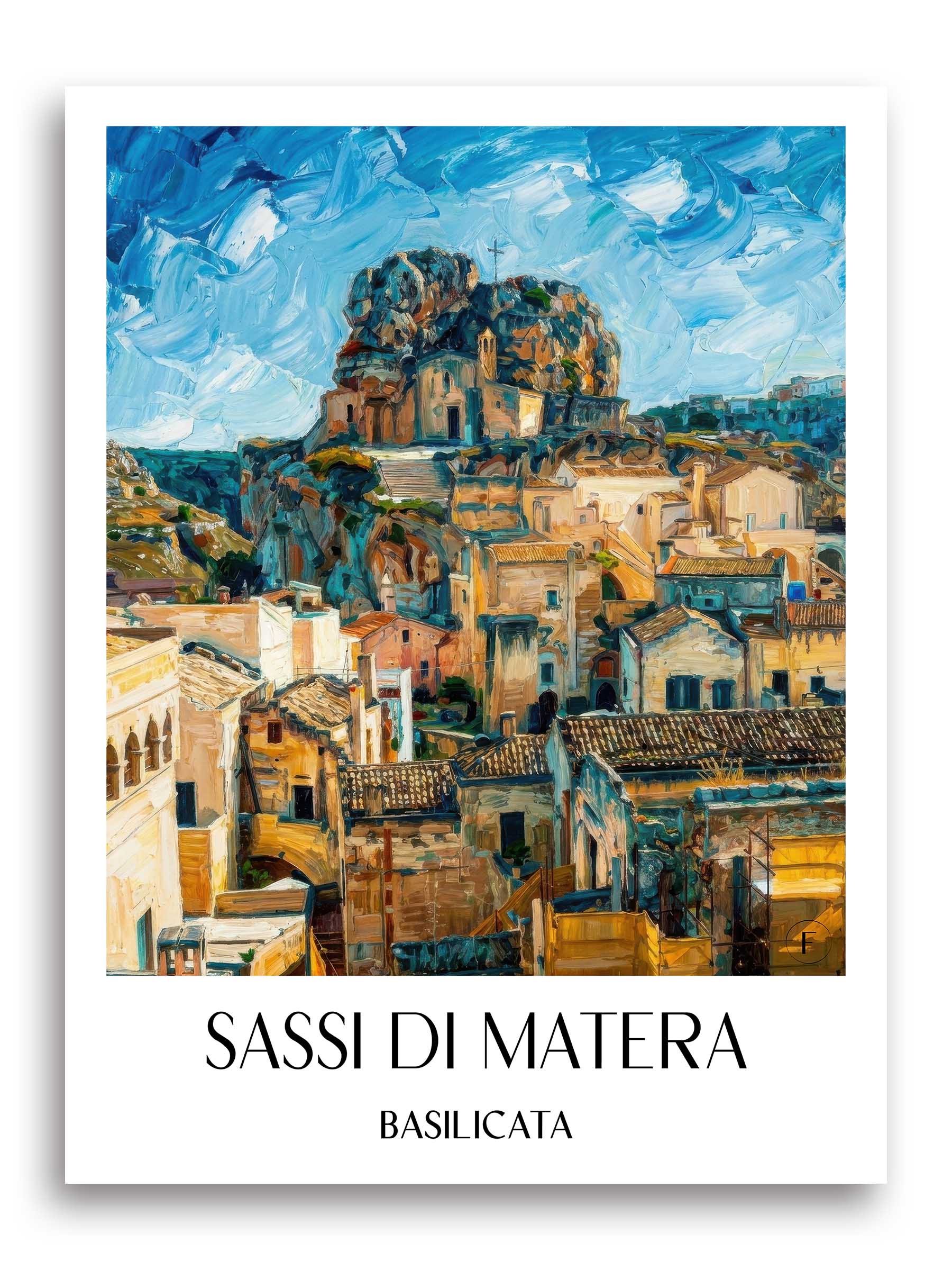 Sassi di Matera Poster - Basilikata - Italien Kunstdruck - Ölgemälde von A4 bis A1
