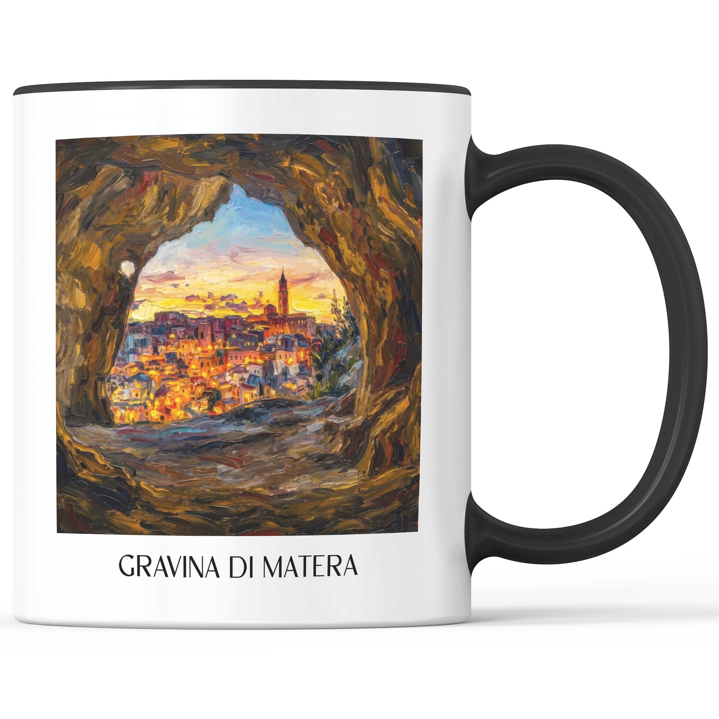 Gravina di Matera Kaffeebecher - Basilikata - Italien Becher - Kaffeetasse im Ölgemälde Stil