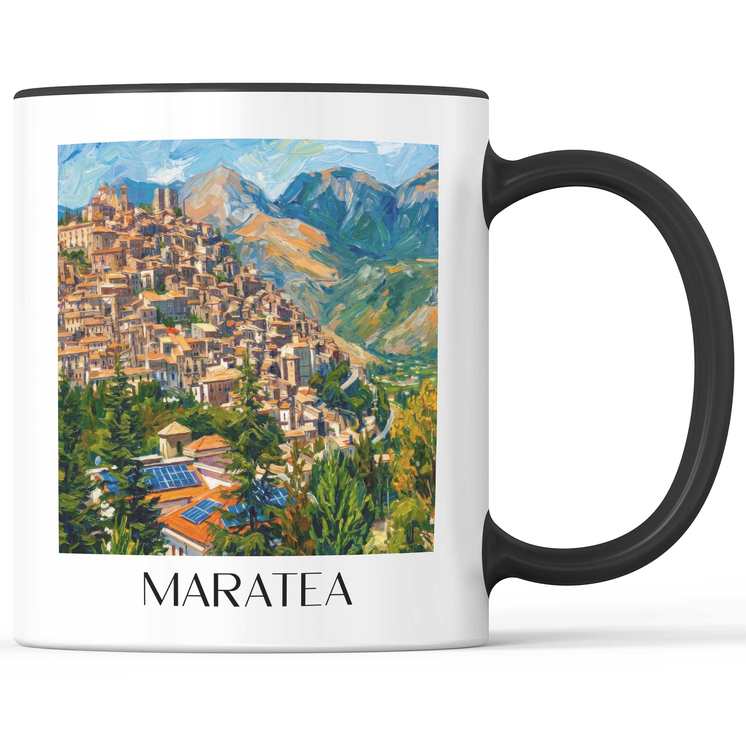 Maratea Kaffeebecher - Basilikata - Italien Becher - Kaffeetasse im Ölgemälde Stil