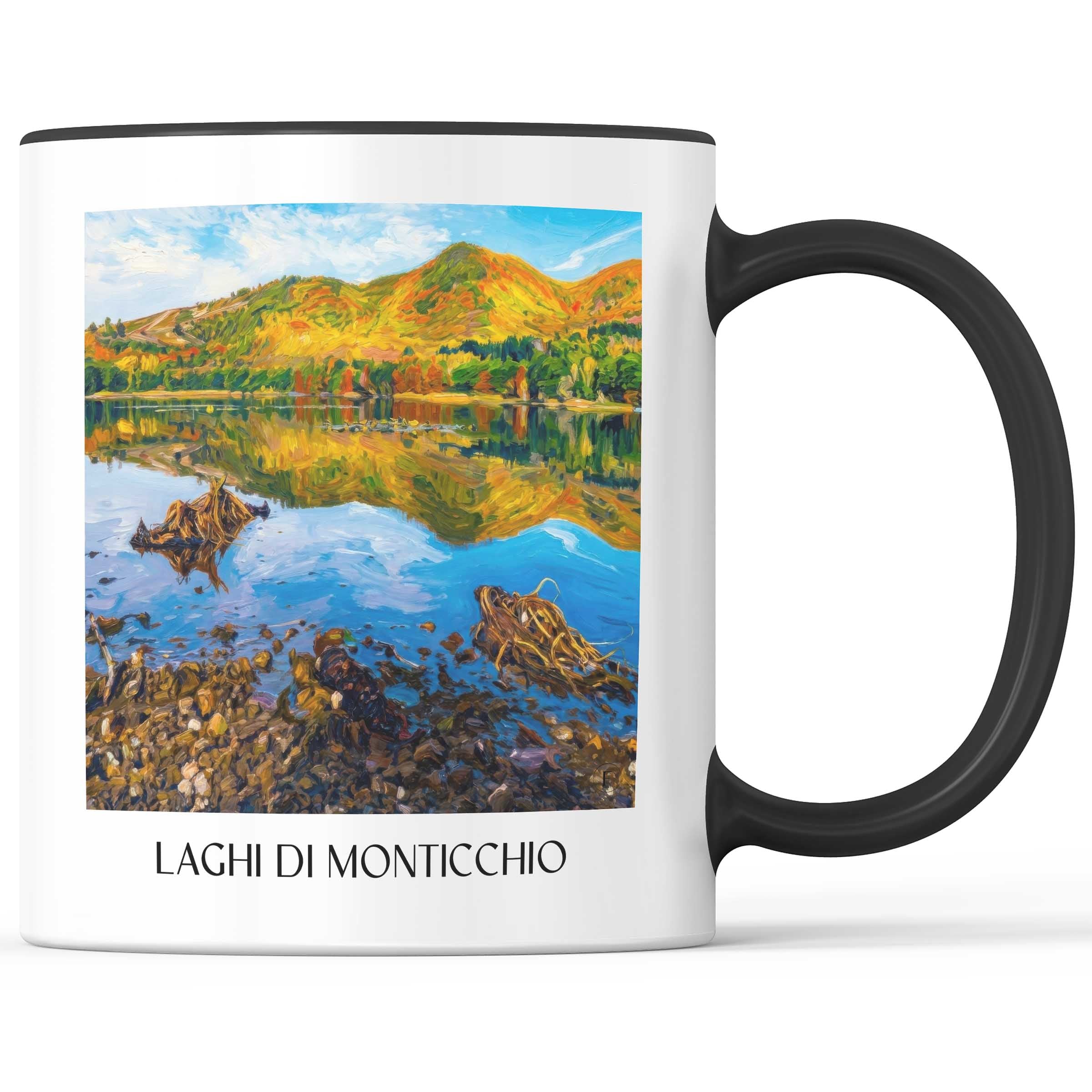 Laghi di Monticchio Kaffeebecher - Basilikata - Italien Becher - Kaffeetasse im Ölgemälde Stil