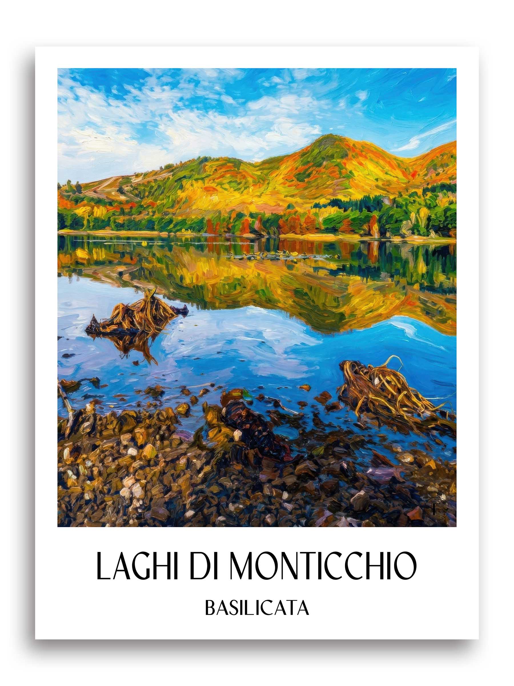 Laghi di Monticchio Poster - Basilikata - Italien Kunstdruck - Ölgemälde von A4 bis A1