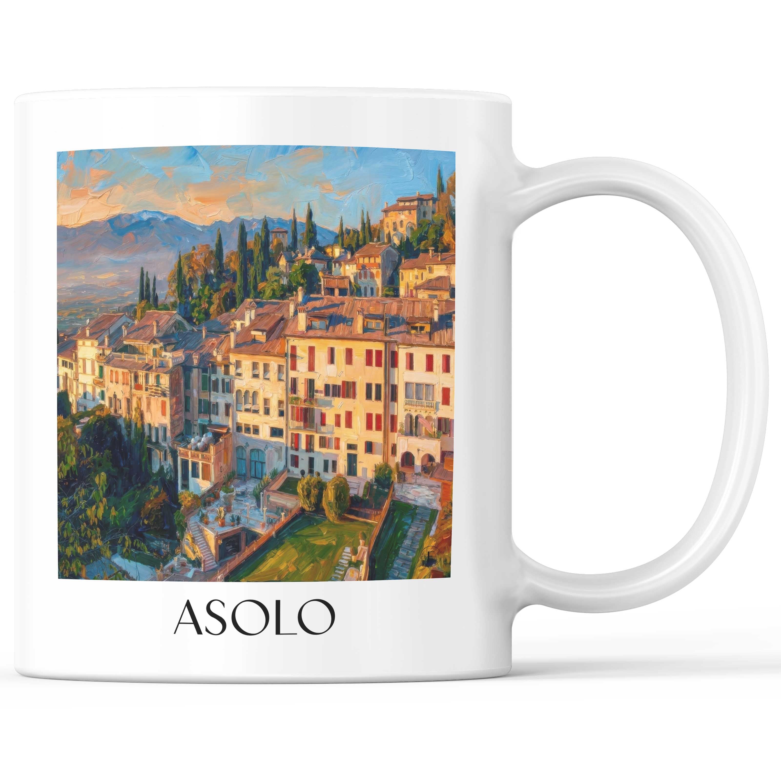 Asolo Kaffeebecher - Venetien - Italien Becher - Kaffeetasse im Ölgemälde Stil