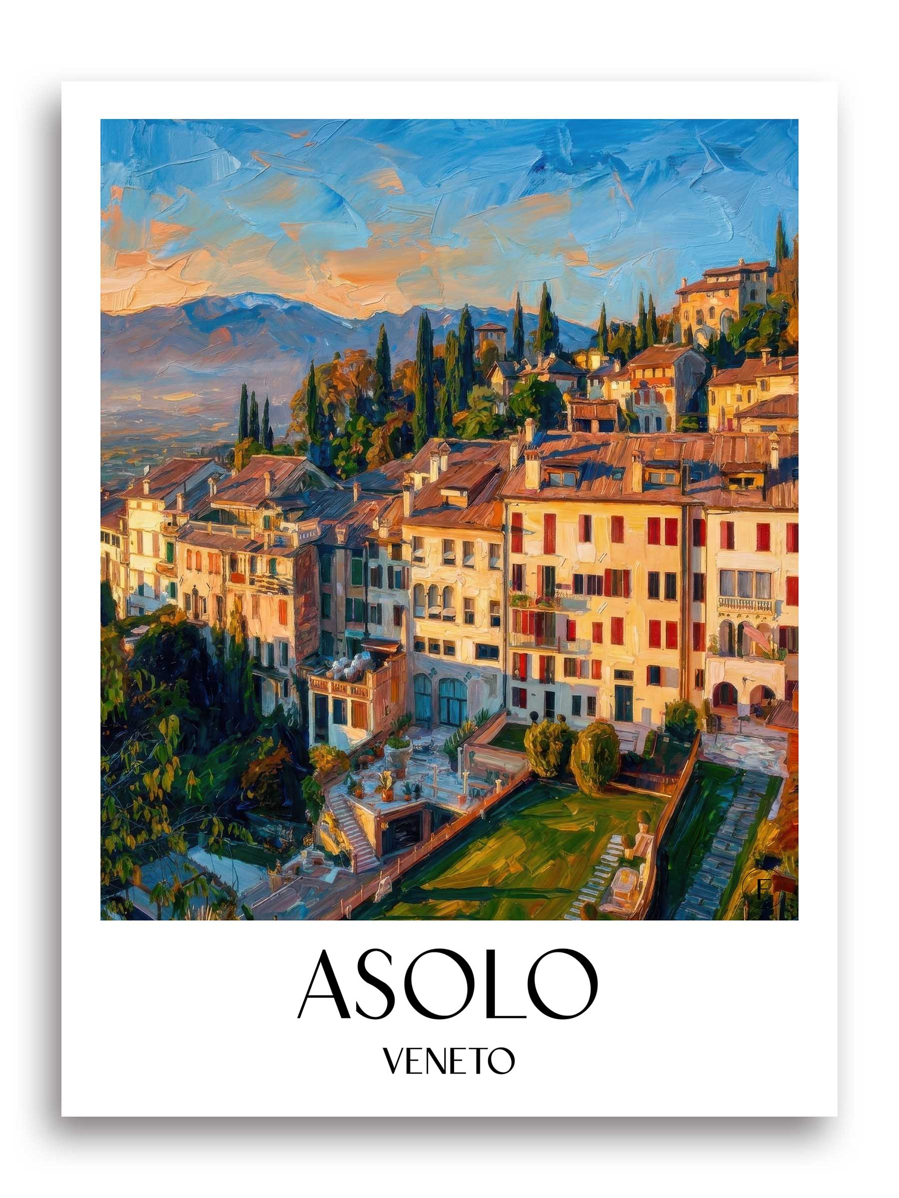 Asolo Poster - Venetien - Italien Kunstdruck - Ölgemälde von A4 bis A1