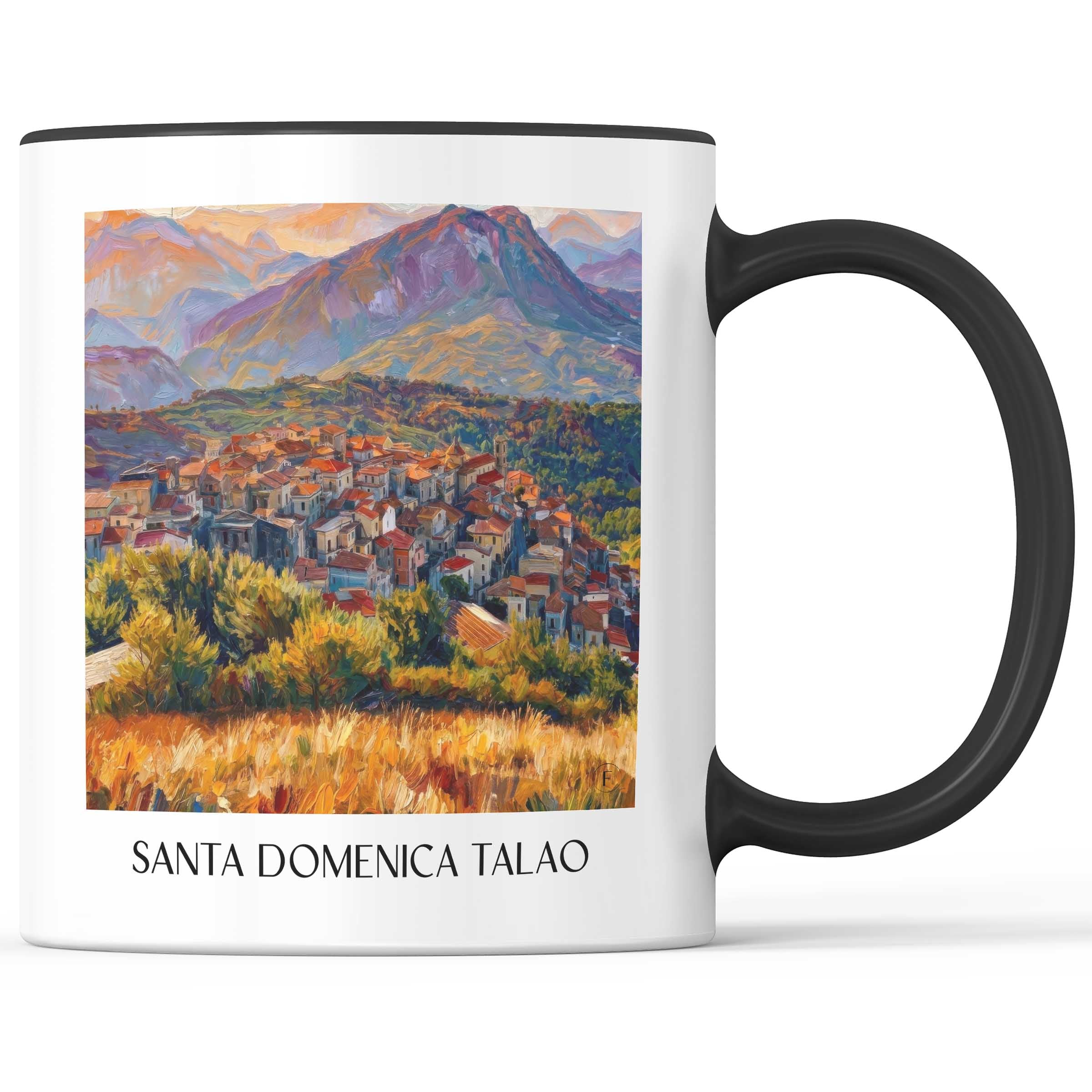 Santa Domenica Talao Kaffeebecher - Kalabrien - Italien Becher - Kaffeetasse im Ölgemälde Stil