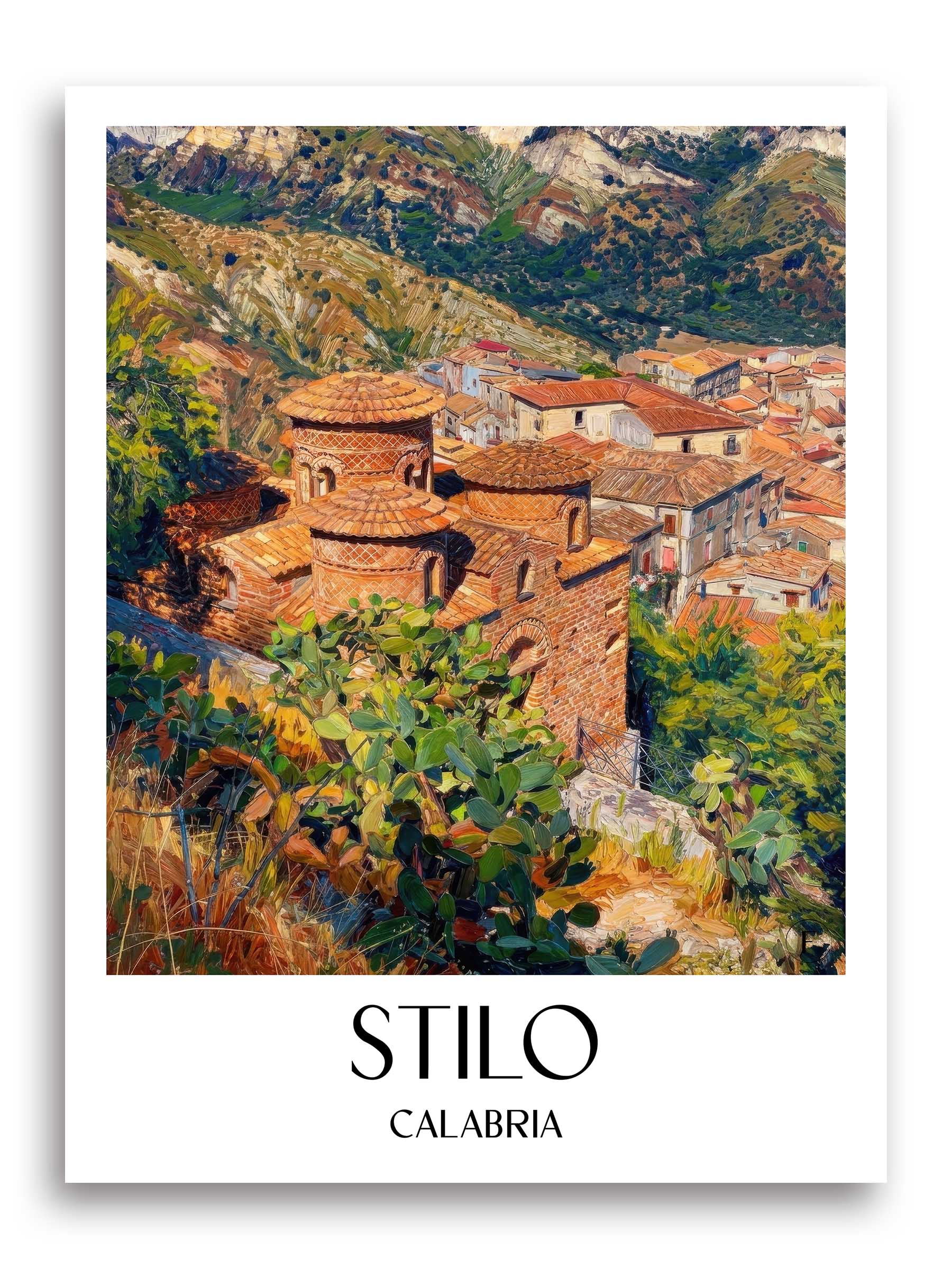 Stilo Poster - Kalabrien - Italien Kunstdruck - Ölgemälde von A4 bis A1