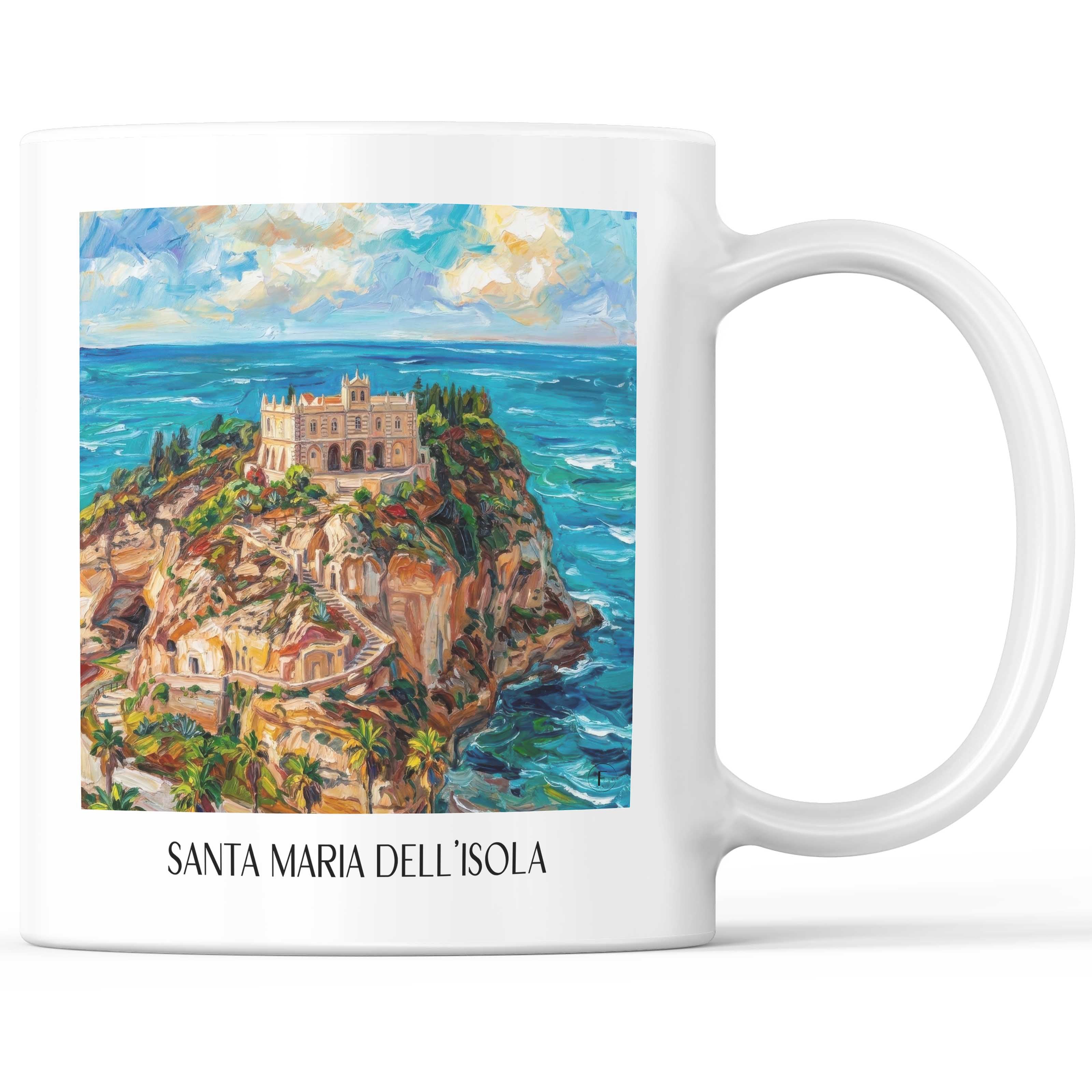 Santa Maria dell´Isola Kaffeebecher - Tropea - Italien Becher - Kaffeetasse im Ölgemälde Stil