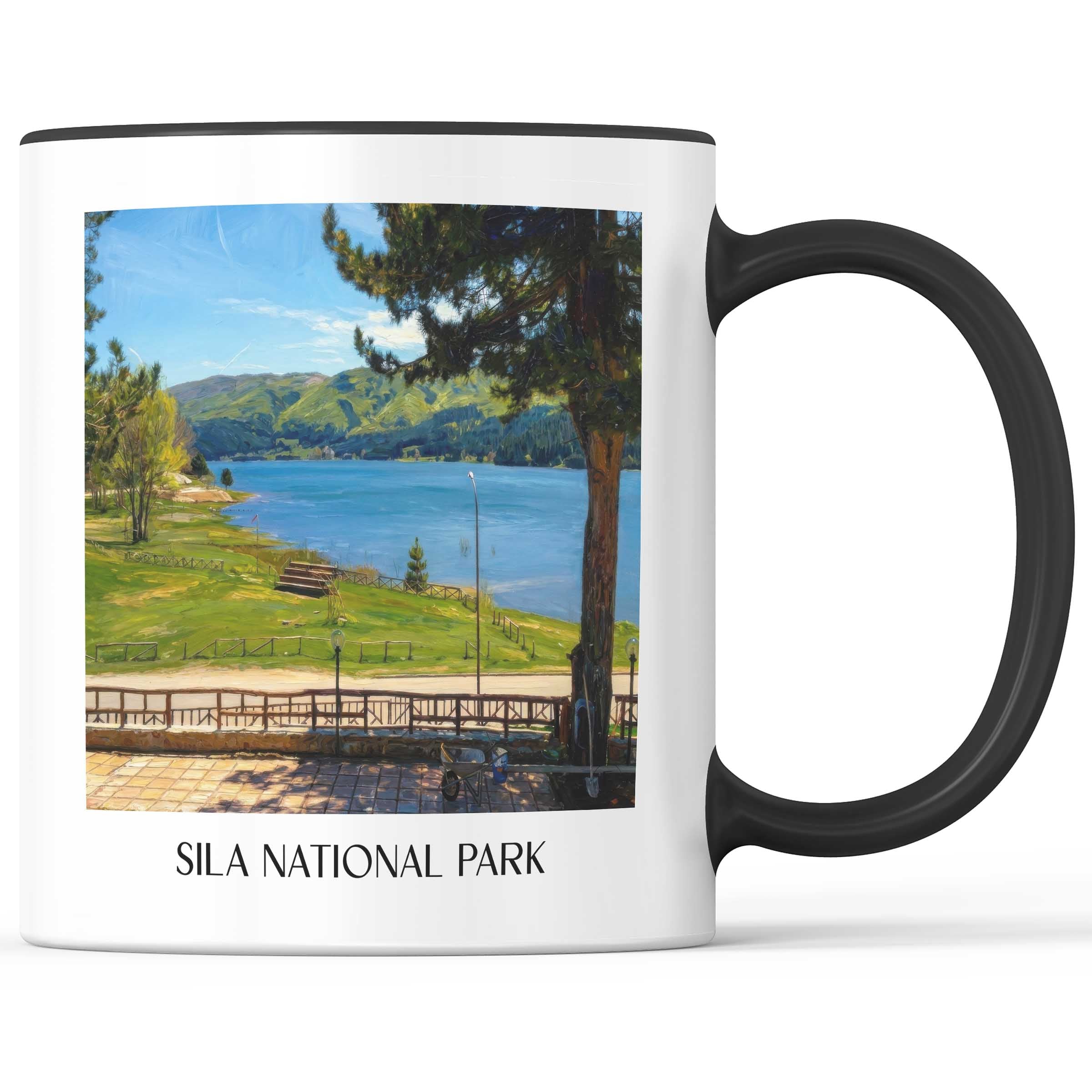 Nationalpark Sila Kaffeebecher - Kalabrien - Italien Becher - Kaffeetasse im Ölgemälde Stil