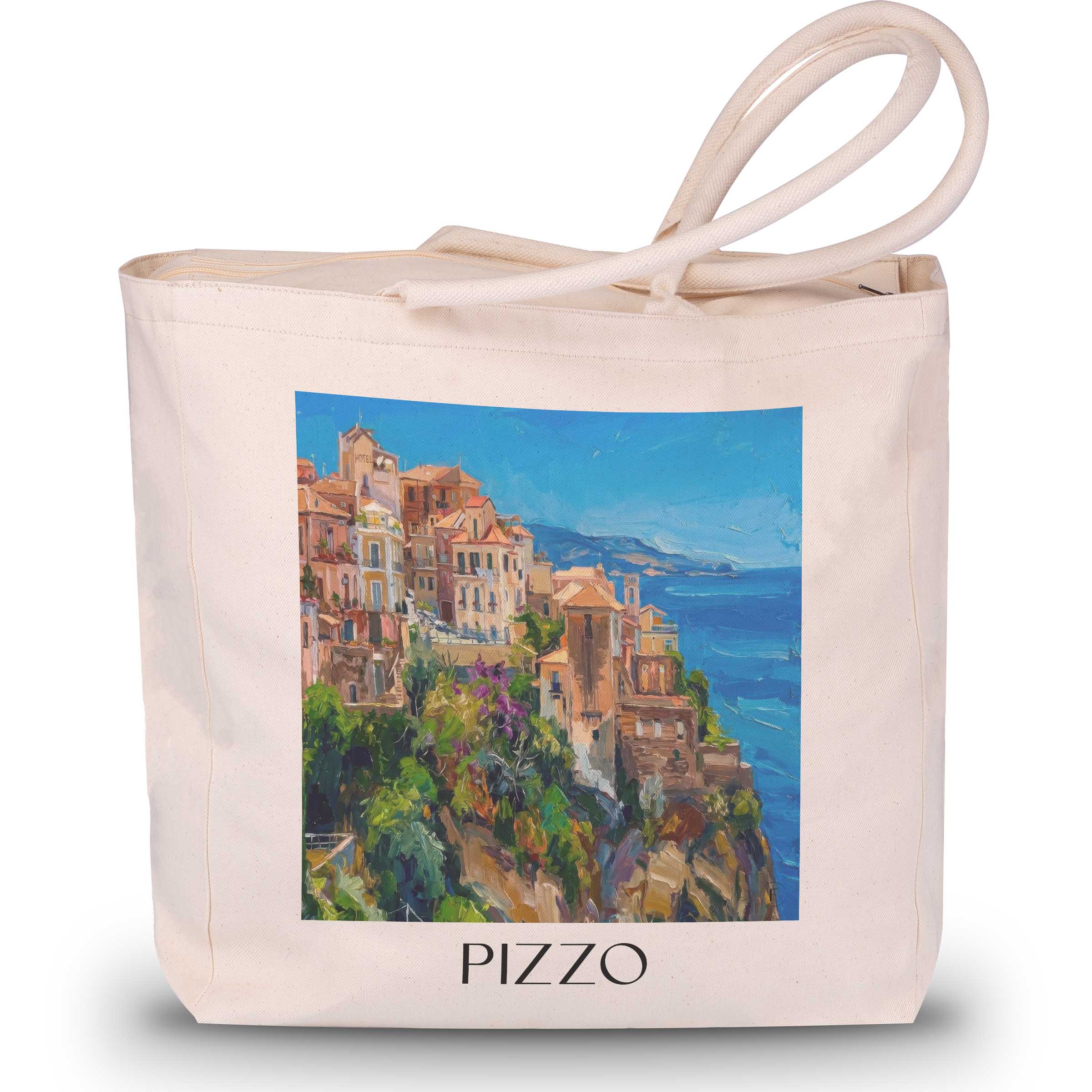 Pizzo Shopping Tasche - Kalabrien - Italien Tote Bag - Einkaufstasche im Ölgemälde Stil