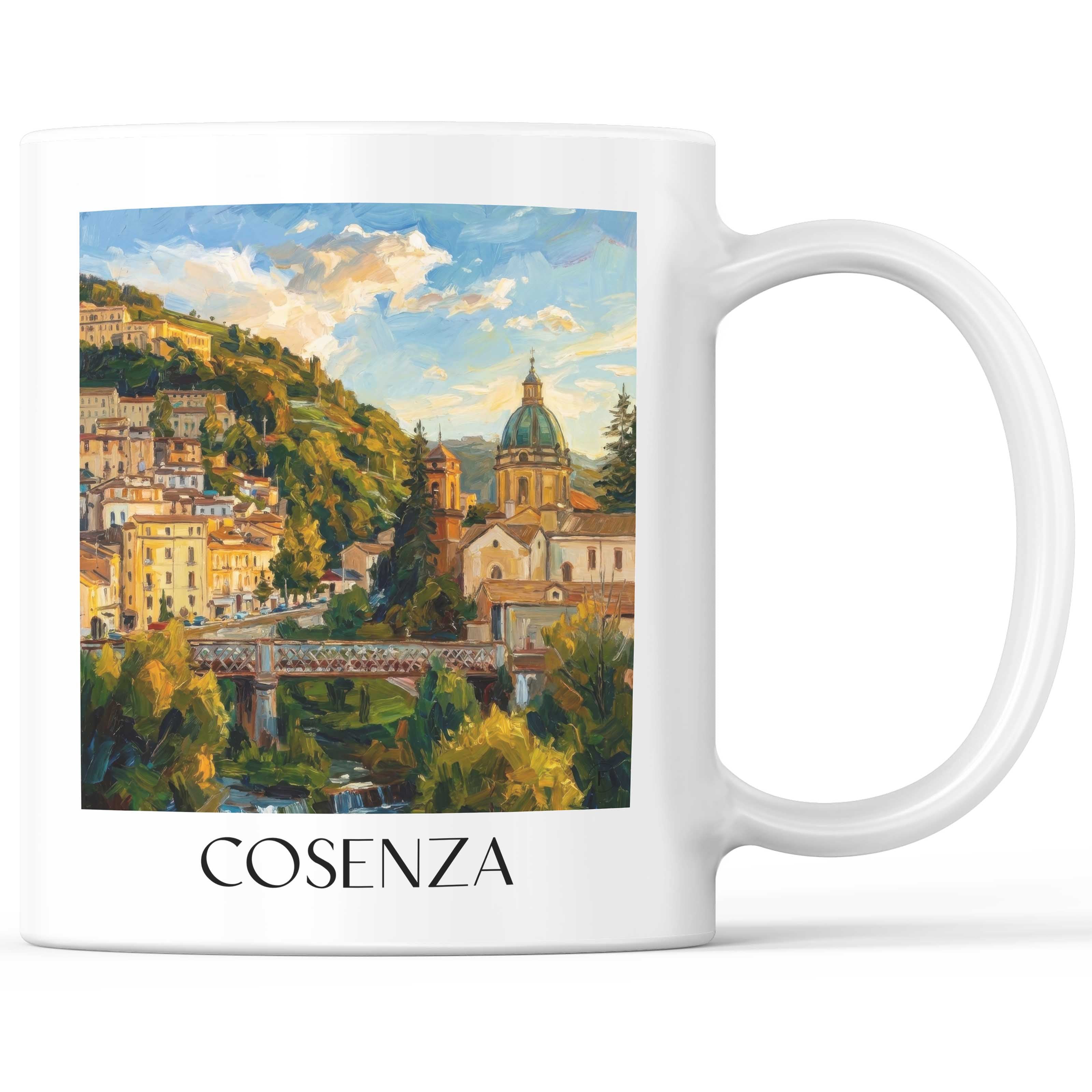 Cosenza Kaffeebecher - Kalabrien - Italien Becher - Kaffeetasse im Ölgemälde Stil