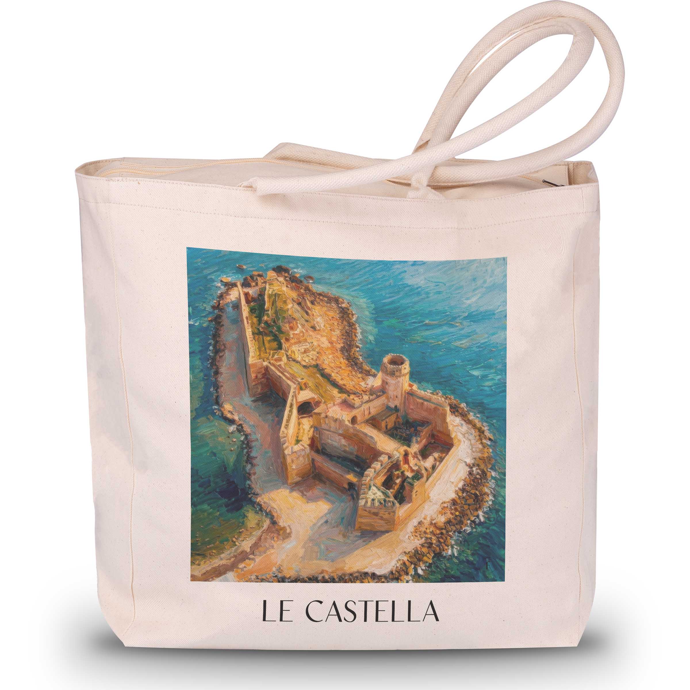 Le Castella Shopping Tasche - Kalabrien - Italien Tote Bag - Einkaufstasche im ĂlgemĂ€lde Stil