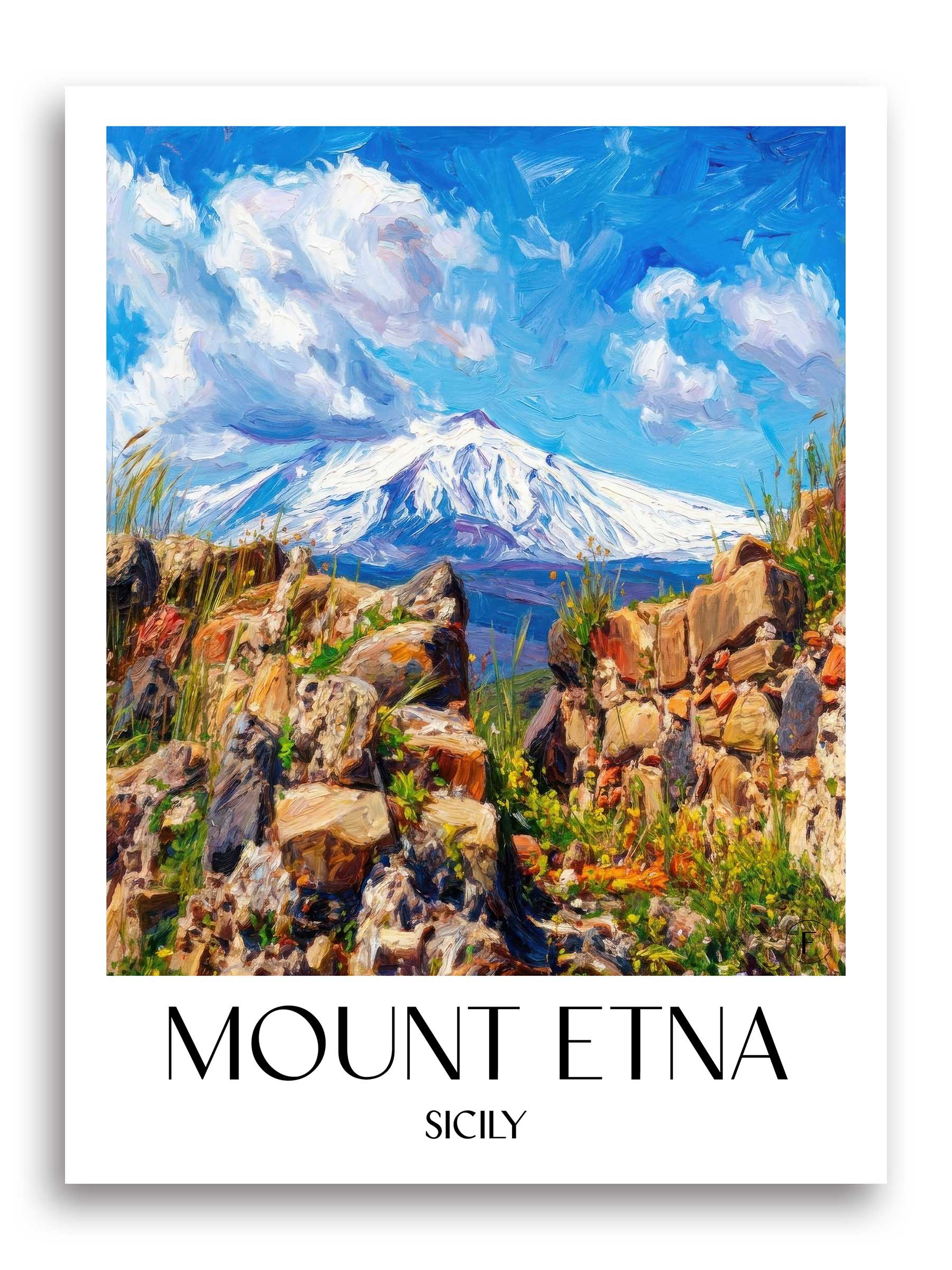 Ätna Poster - Sizilien - Italien Kunstdruck - Ölgemälde von A4 bis A1