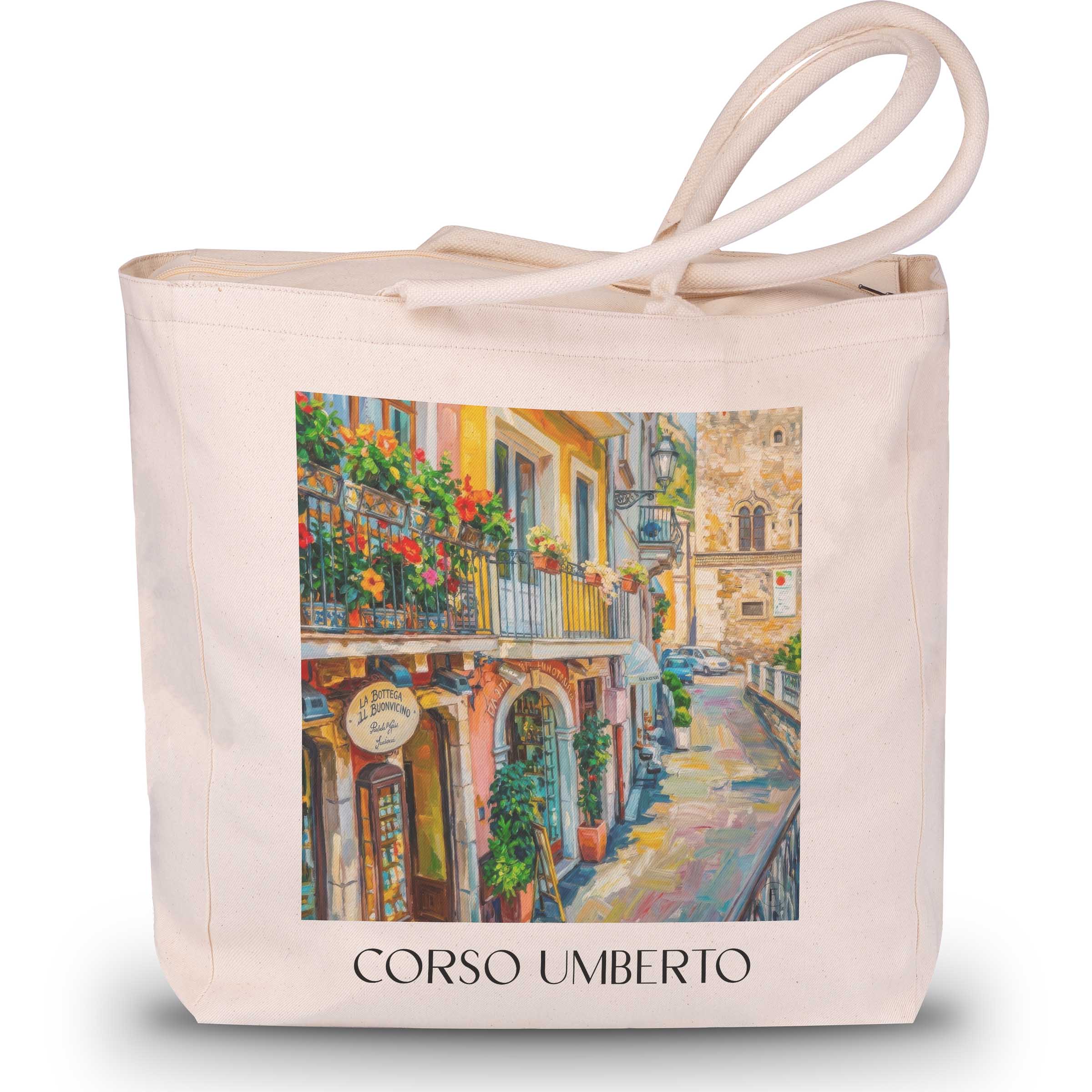 corso-umberto-taormina-italien-einkaufstasche-oil-painting-oelgemaelde
