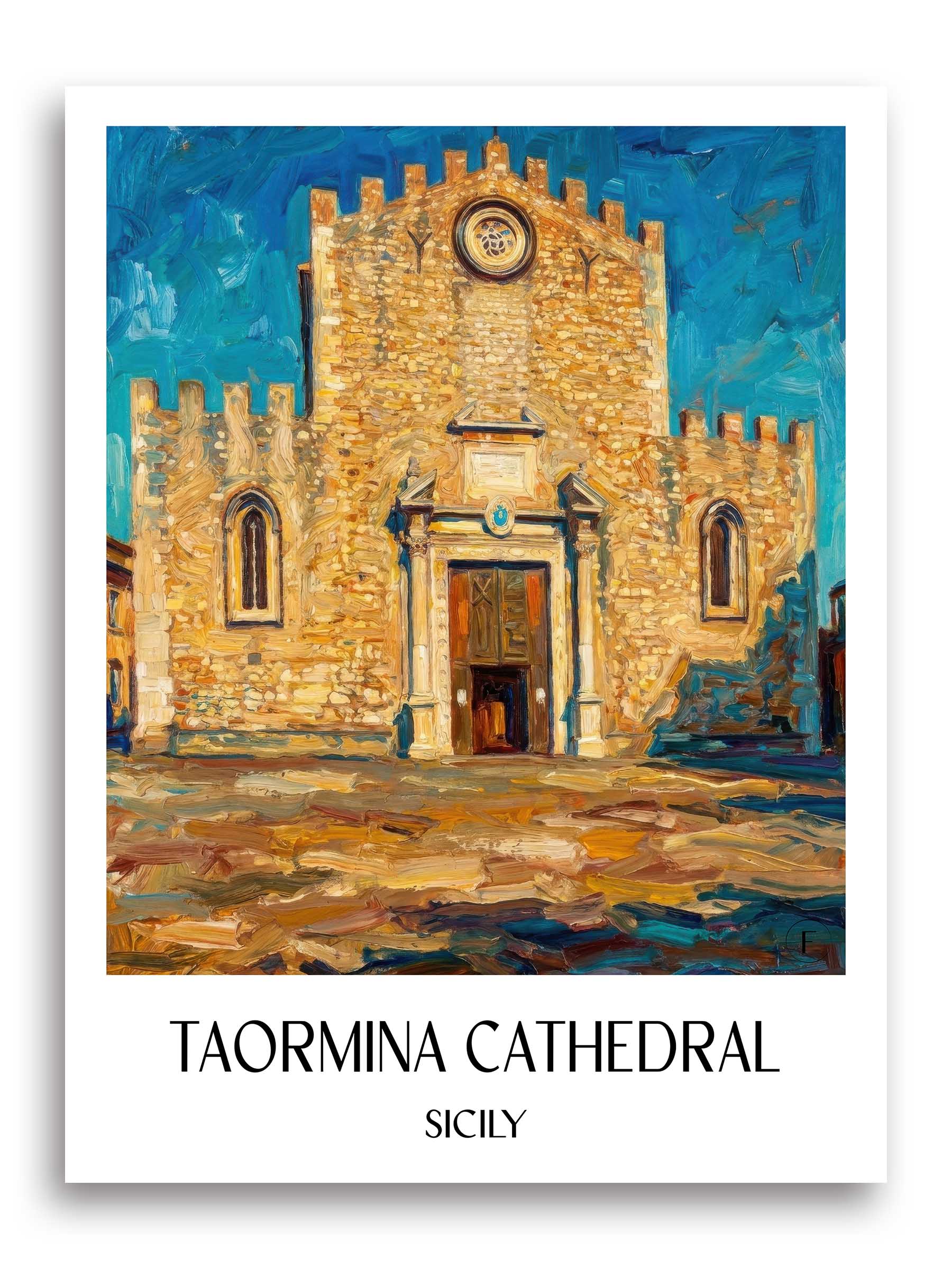 Duomo di Taormina Poster - Sizilien - Italien Kunstdruck - Ölgemälde von A4 bis A1