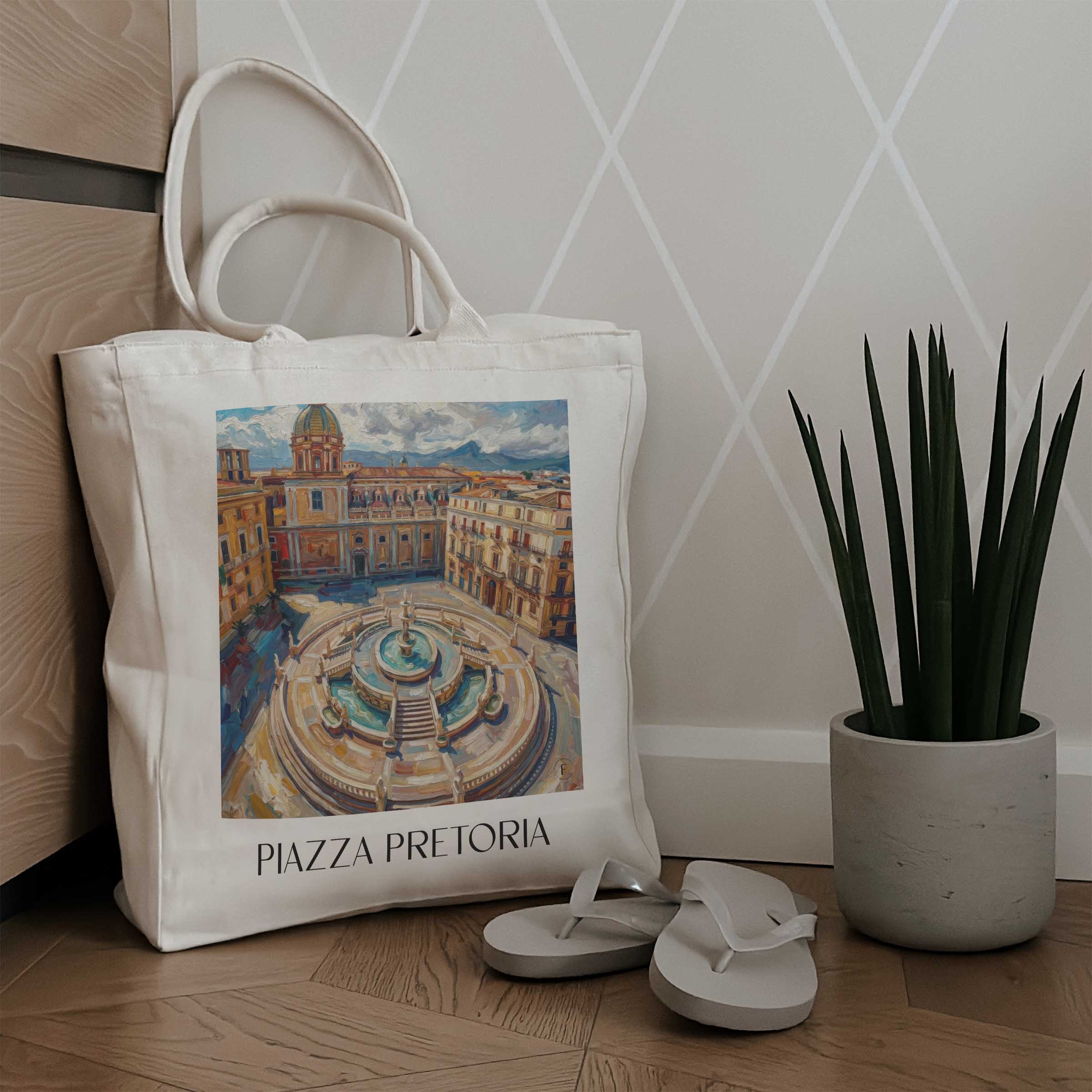 piazza-pretoria-palermo-italien-einkaufstasche-oil-painting-oelgemaelde