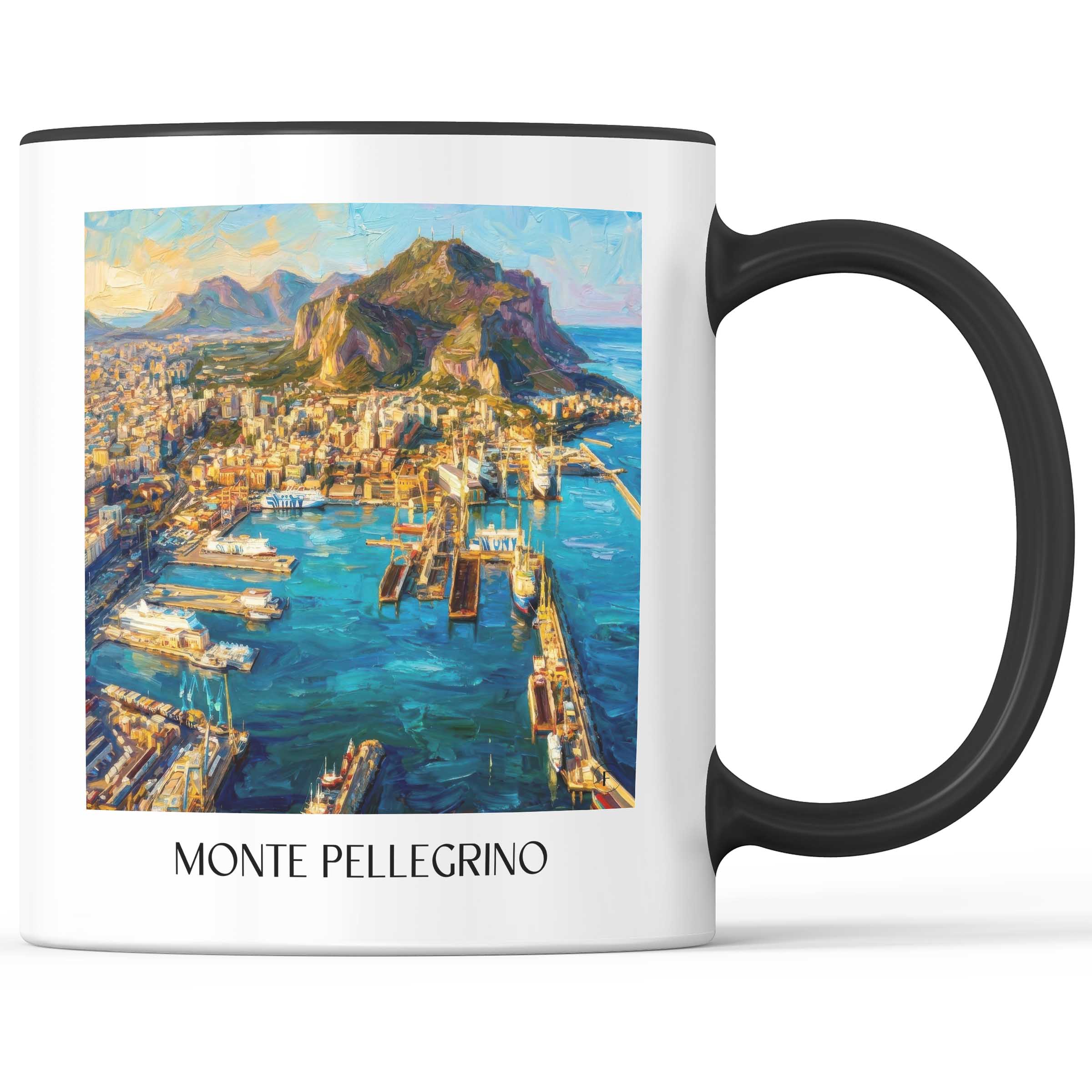 Monte Pellegrino Kaffeebecher - Palermo - Italien Becher - Kaffeetasse im Ölgemälde Stil