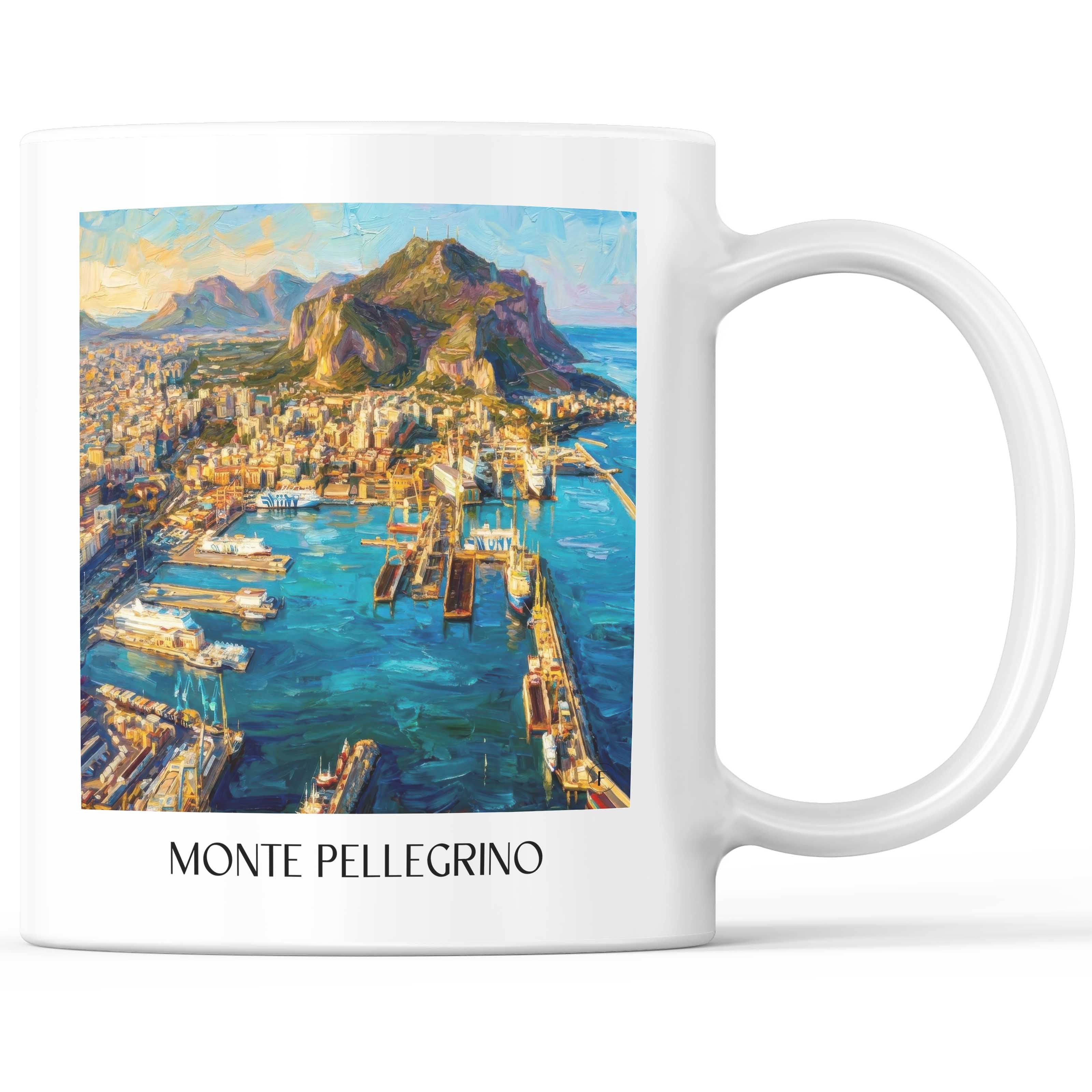 Monte Pellegrino Kaffeebecher - Palermo - Italien Becher - Kaffeetasse im Ölgemälde Stil